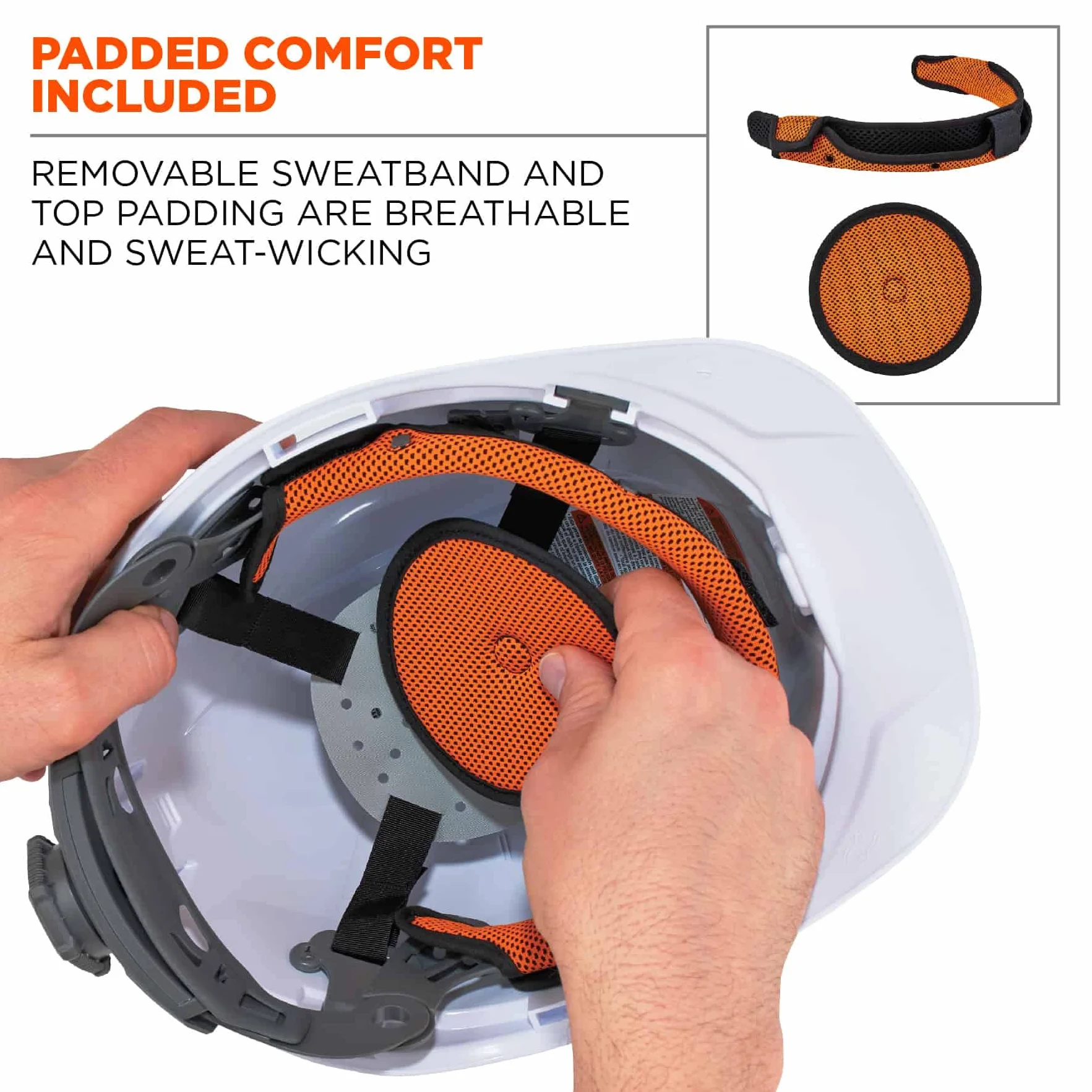 Ergodyne - 60146 Casco Duro ventilado con luz, Estilo Gorra, suspensión de trinquete, Clase C, Skullerz 8972LED Blanco