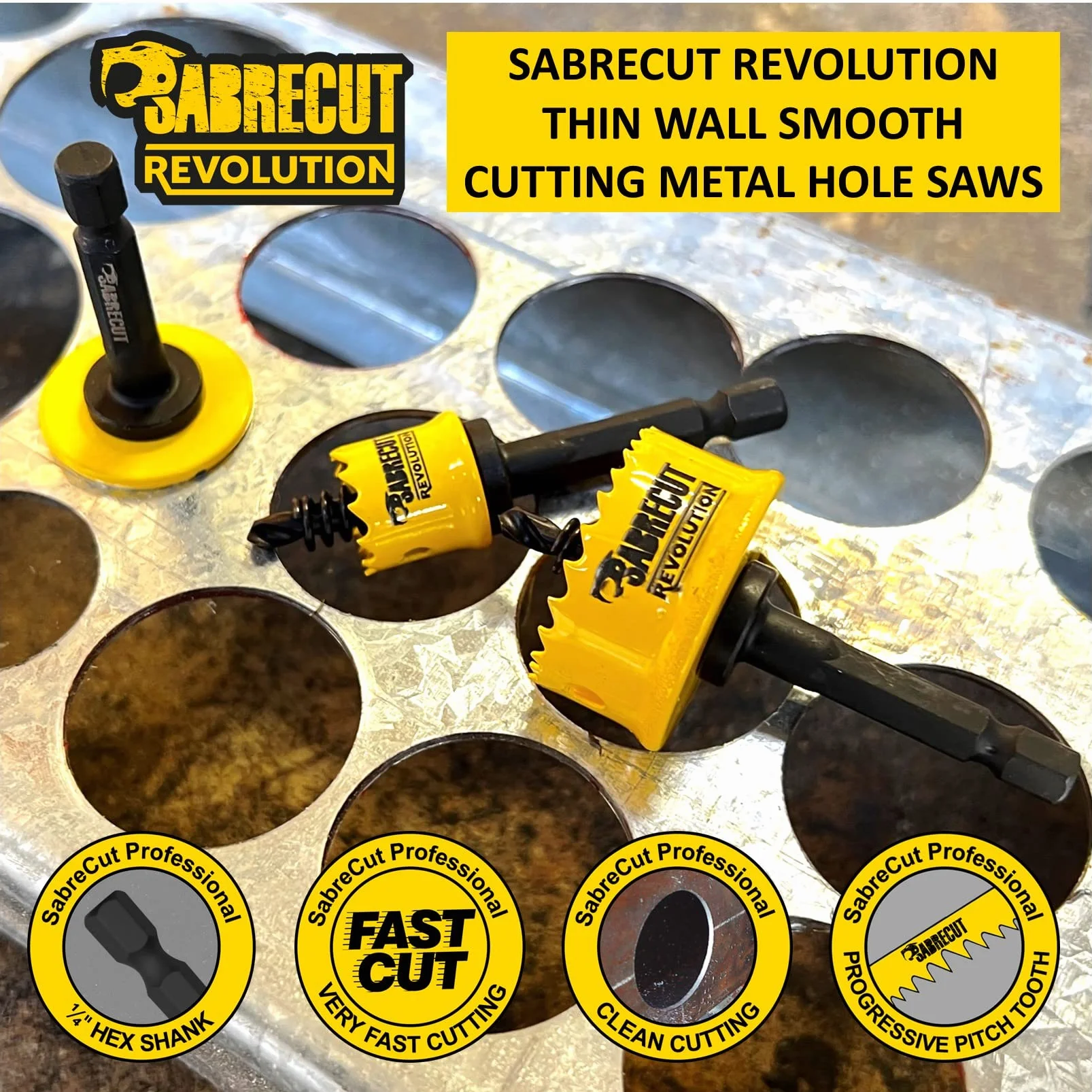 SabreCut 6pcs HSMK5A 16mm 20mm 22mm 25mm 32mm HSS M42 Cobalto Kit corona | M42 cobalt corte edges y progressive teeth proporcionan rápido, suave y duradero hole corte en sheet steel, madera y plástico