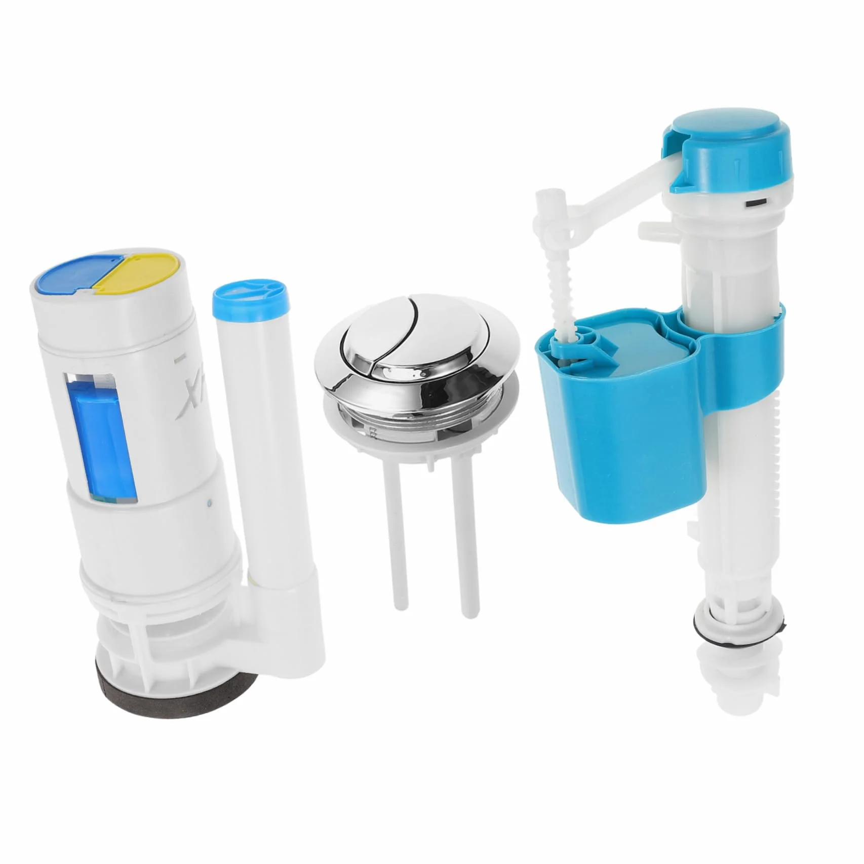 Kit de Válvula para Tanque de Inodoro Repuesto Completo con Válvula de Entrada y Descarga Botón de Doble Descarga Instalación sin Herramientas Control de Agua para Wc Estándar