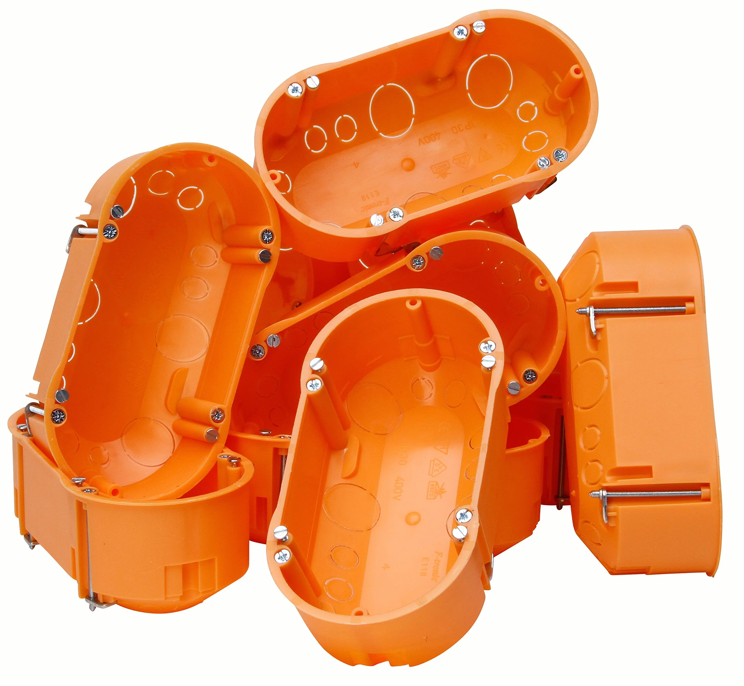 Kopp 352500001 Paredes Huecas – Interruptor de 2 Vías con Material Aislante, Lata de Doble cámara Profundidad 47 mm, Naranja, 143 x 70 mm, 10 Unidades