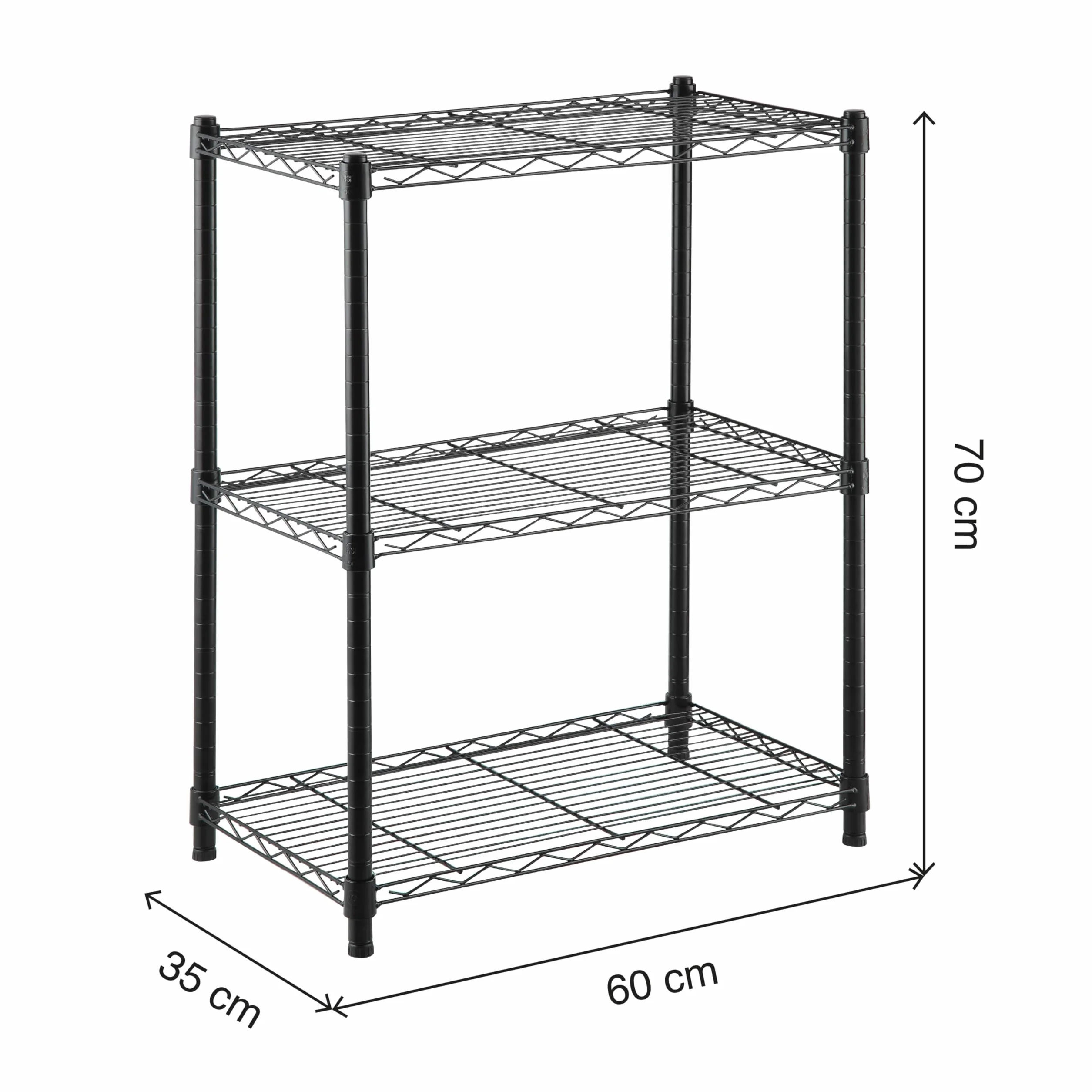 KitHome KG KITGARDEN Estantería Metálica Decorativa de Acero en Negro y 3 Baldas, 75x60x35cm