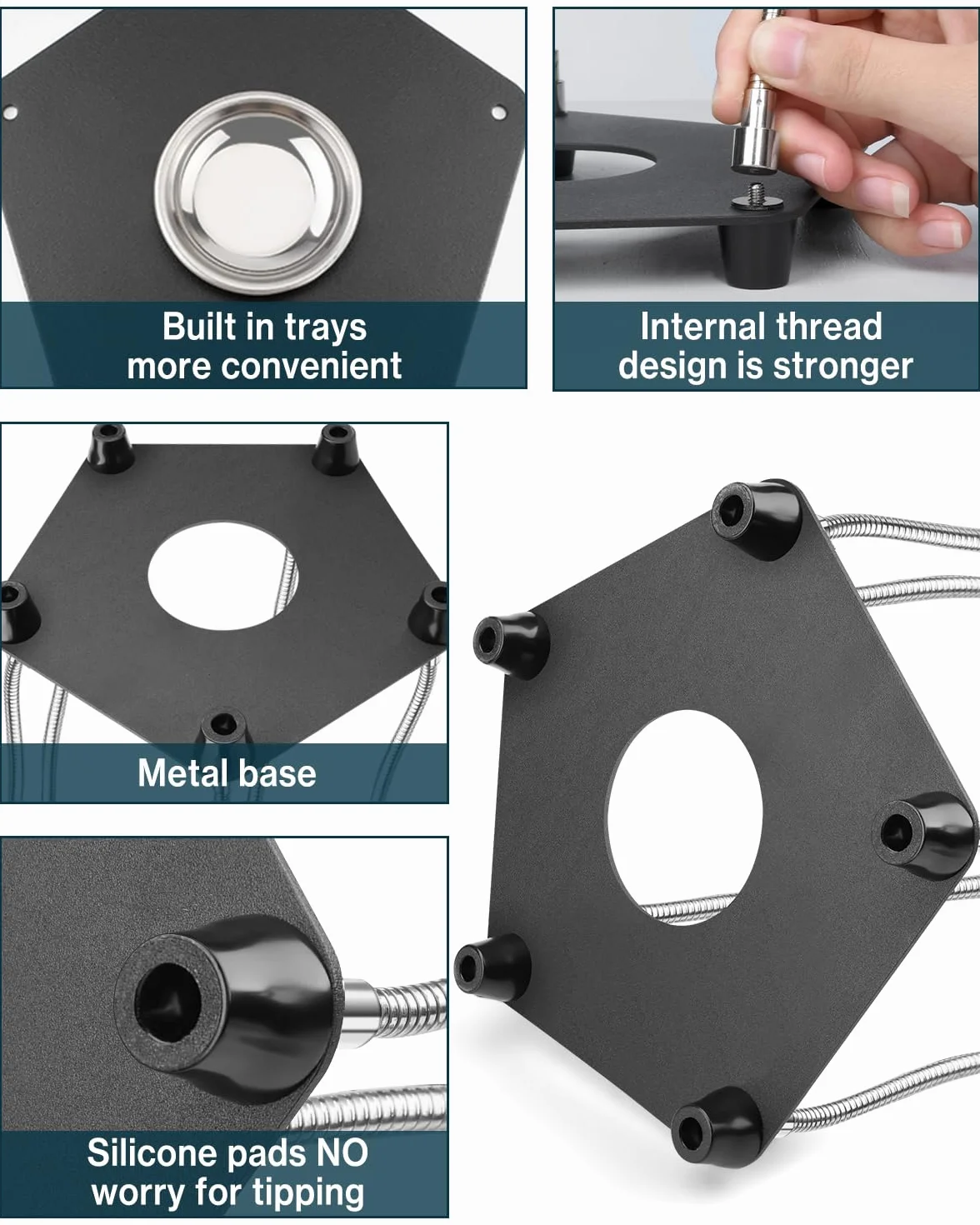 Lytool Soporte para Soldar con 3X Lupa, Tercera Mano Soldadura con 4 Piezas Pinzas de Cocodrilo Soldadura Herramienta para Soldar y Hacer Joyas