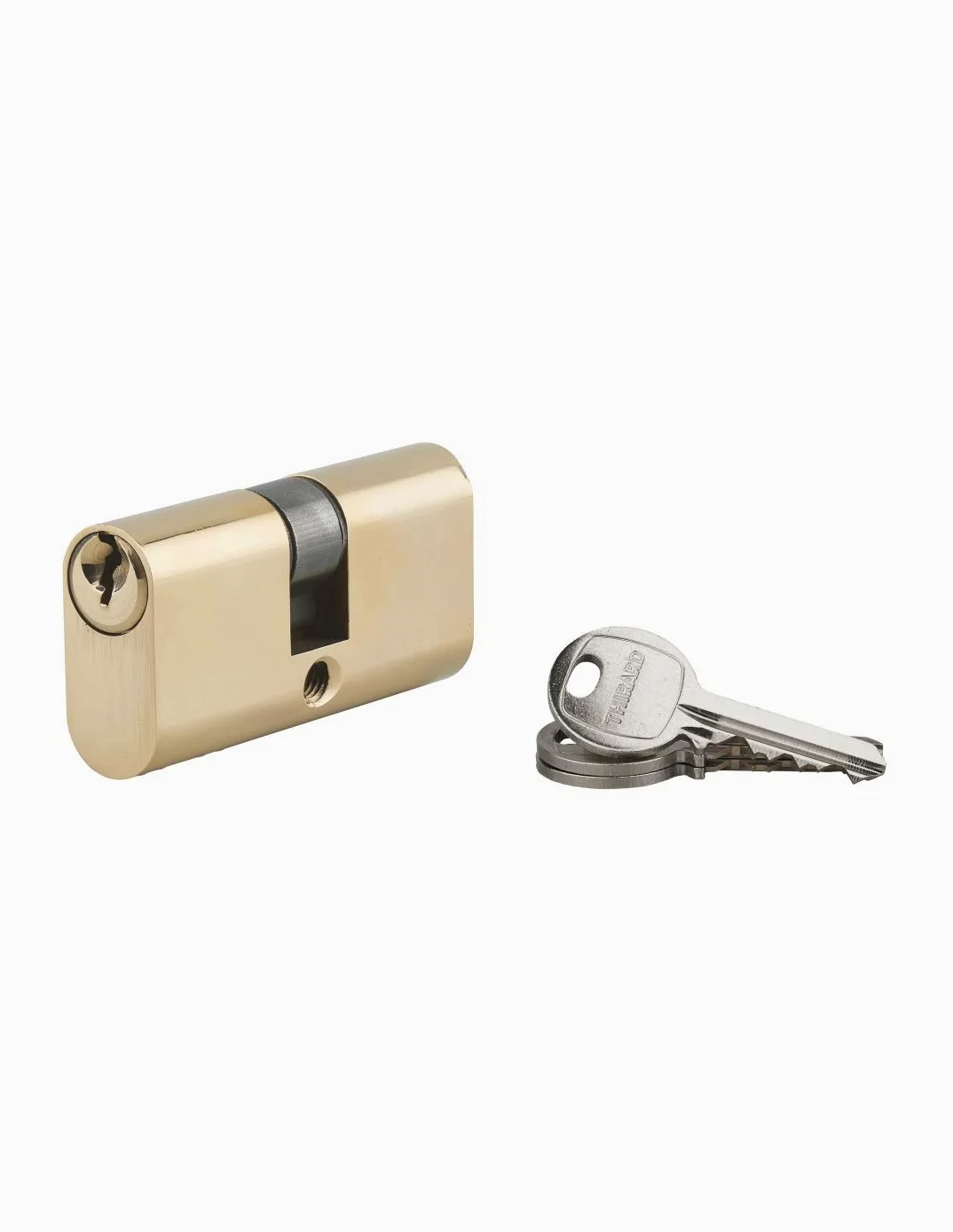 THIRARD - Cilindro de Seguridad Doble Entrada Ovala - Latón - Mecanismo 5 Pasadores - Protección Antirrobo - 28 x 28 mm - Amarillo/Dorado - Incluye 3 Llaves