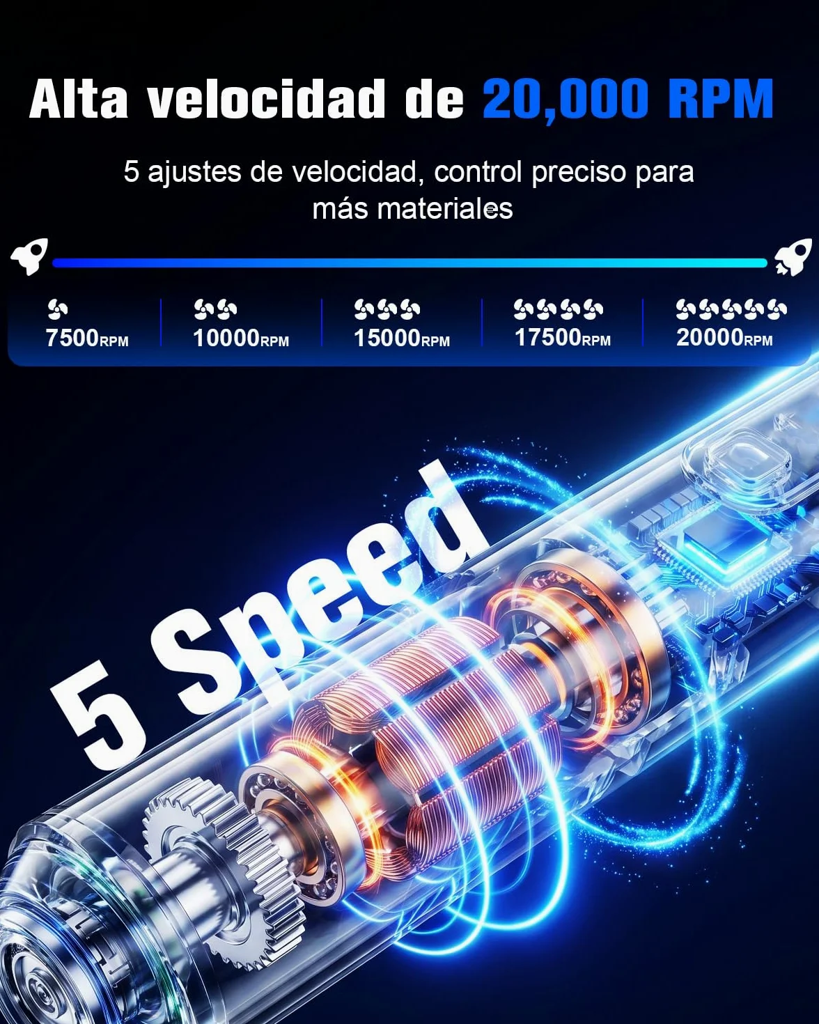 bolígrafo de grabado– Lápiz de grabado eléctrico con pantalla LCD, luz LED, 5 velocidades, 30+ accesorios y carga rápida USB-C herramienta inalámbrica portátil (Gris)