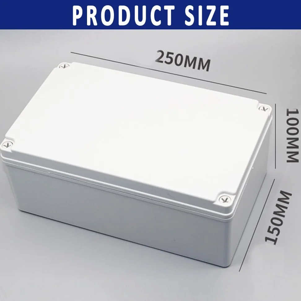 SUPERTOOL Caja para proyectos, cubierta de plástico ABS IP67, caja de conexiones electrónica, impermeable, caja de instrumentos DIY (1 unidad, 250 x 150 x 100 mm)