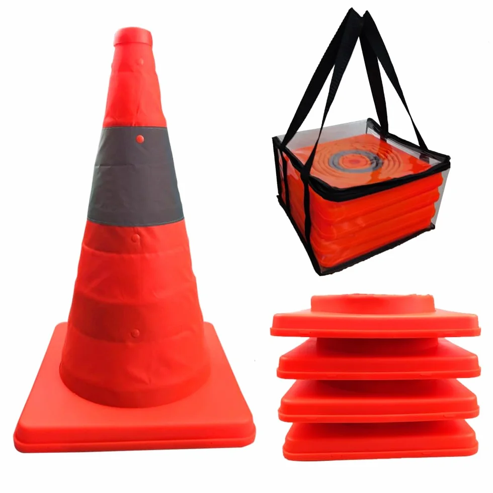 4 Conos de tráfico plegables plegables 40 cm Naranja Cono de seguridad multifuncional