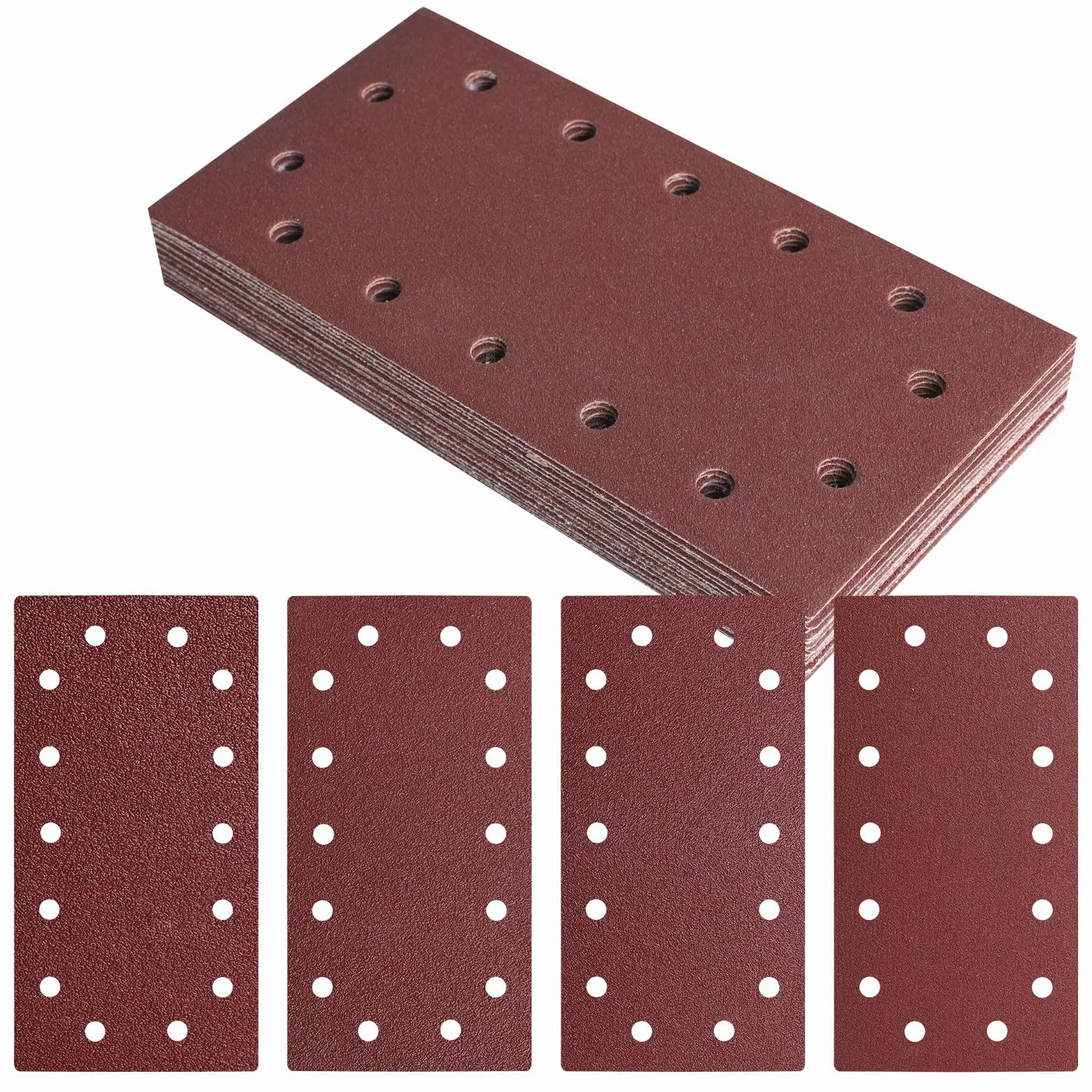 Juego de 20 hojas de lija con de 230 x 115 mm con 14 agujeros para lijadora orbital grano 40 80 120 180 almohadillas de lijado para madera, metal barniz pulido renovación