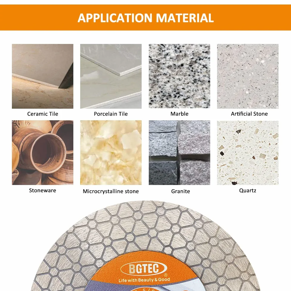 BGTEC Discos de Corte Diamantados - Disco de Corte 115mm para Ceramica, Porcelanato, Marmol, Piedra Artificial, Triangulo Doble Cara,5pcs