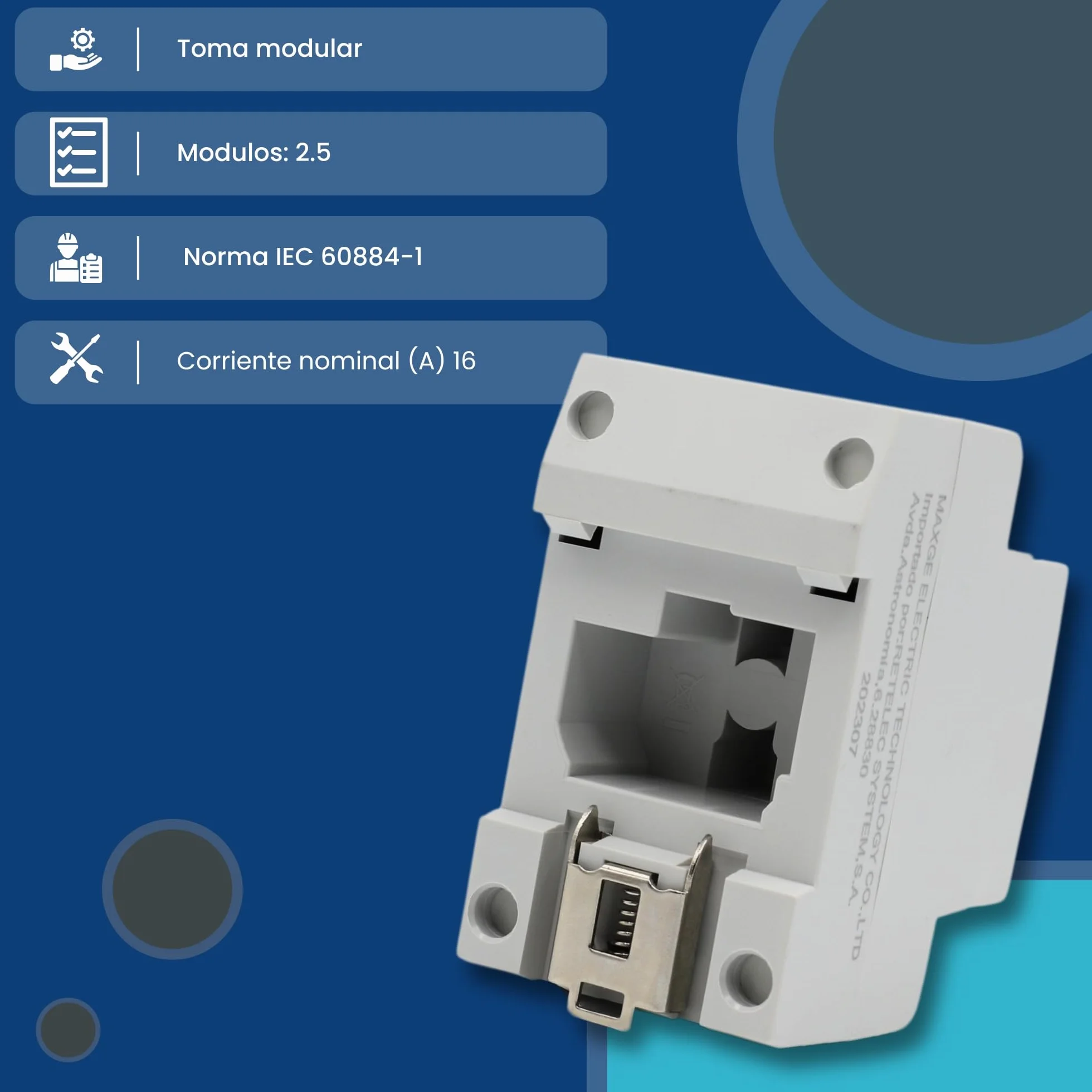 TECHZOCO Enchufe Modular Schuko 250V 16A 2 Polos+E EN/IEC60884-1
