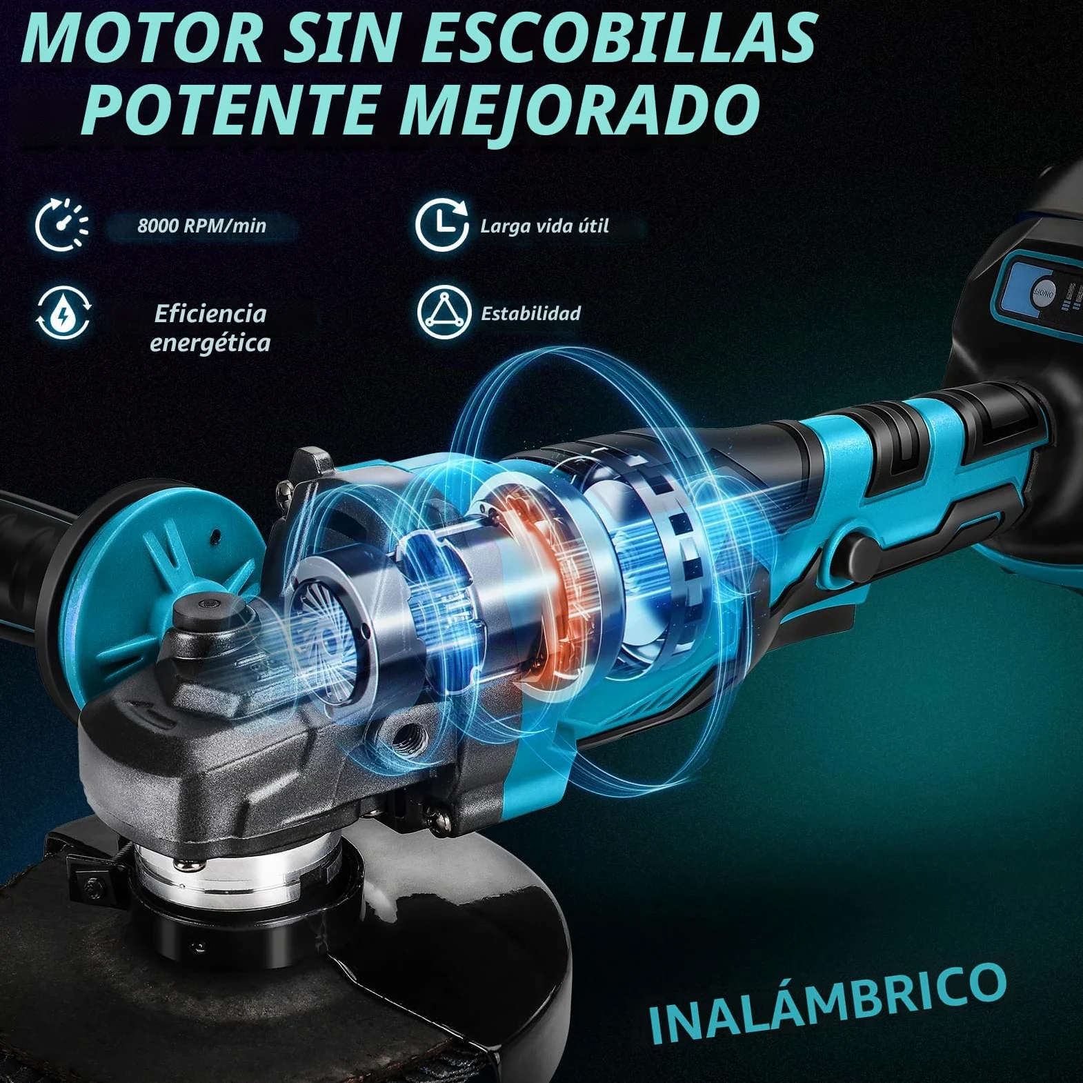 WingFly Amoladora Angular a Batería para Makita 18V, Mini-Amoladora Profesional, 125mm, Motor Sin Escobillas, Protección de Disco, para Cortar, Esmerilar, Pulir