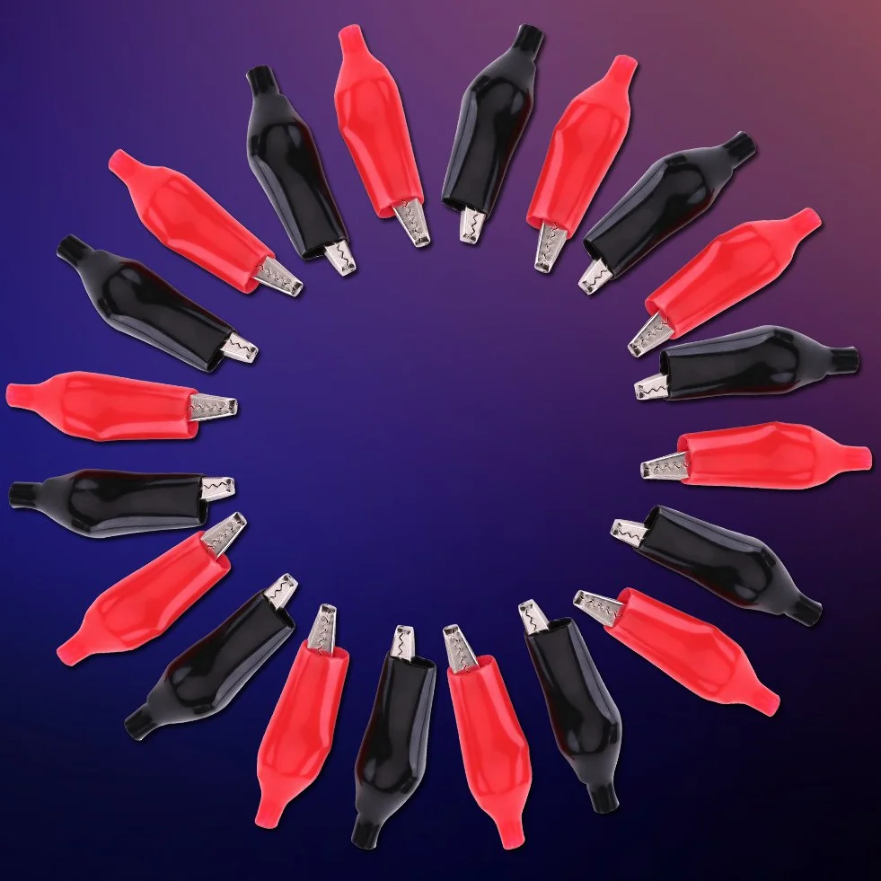 20pcs 28mm Abrazadera Eléctrica Del Cocodrilo, Pinzas De Clip De Cocodrilo Prueba De La Prueba Metel Con La Cubierta De Aislamiento Protectora