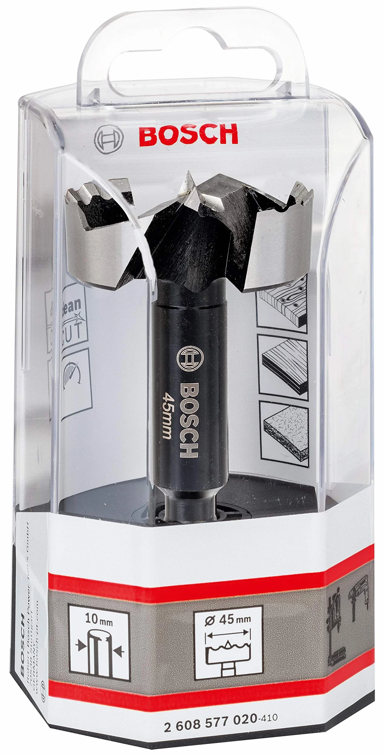 Bosch Professional Broca fresadora para madera (para madera, diámetro 45 mm, longitud 90 mm, accesorio para taladro)