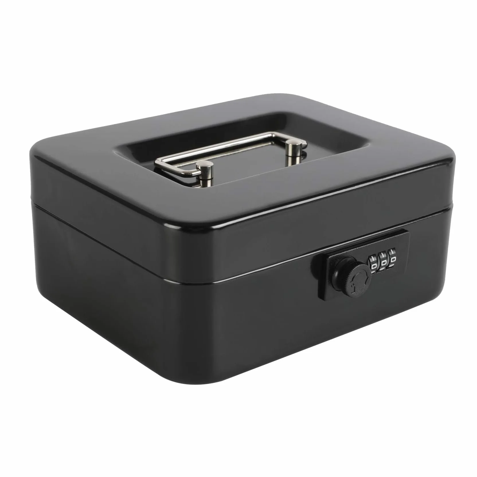 Caja de seguridad, caudales, Fuertes de escritorio portátil almacenamiento Bloqueo de contraseña 3 dígitos Caja de efectivo (15.2x11.5x8cm, Negro)