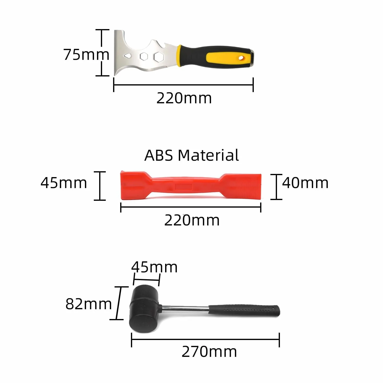 Kit de 3 herramientas de acristalamiento de ventanas, kit de herramientas de acristalamiento, mazo de goma, kit de funciones para ventanas (13 en 1) y pala de tiras, práctico paquete de herramientas
