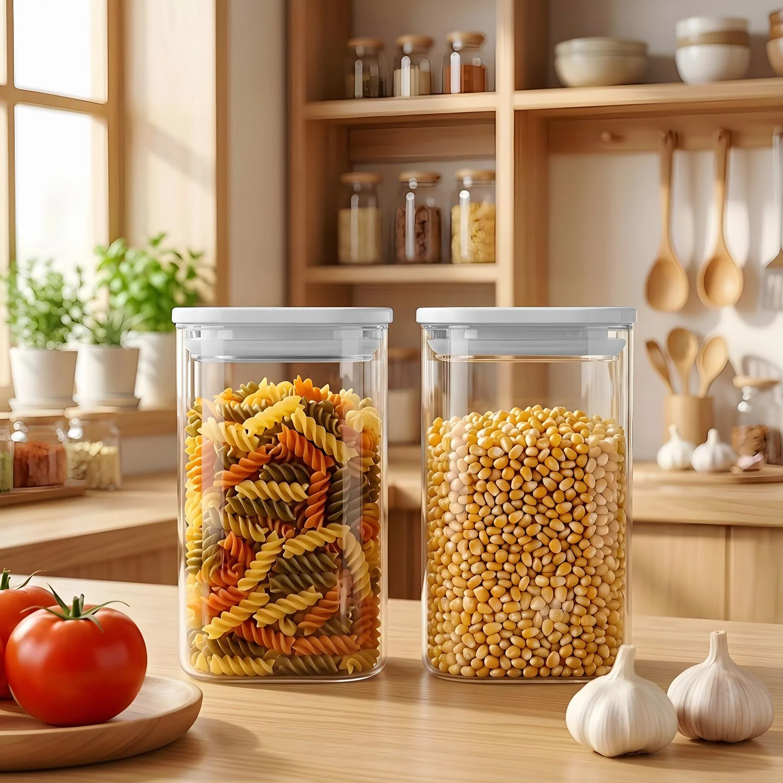 Cozary Tarros de Cristal con Tapa Hermética 4 pcs 1100ML, Botes de Cristal sin BPA, Frascos de Vidrio Aptos Lavavajillas, Botes Cocina Almacenaje para Pasta, Café, Arroz
