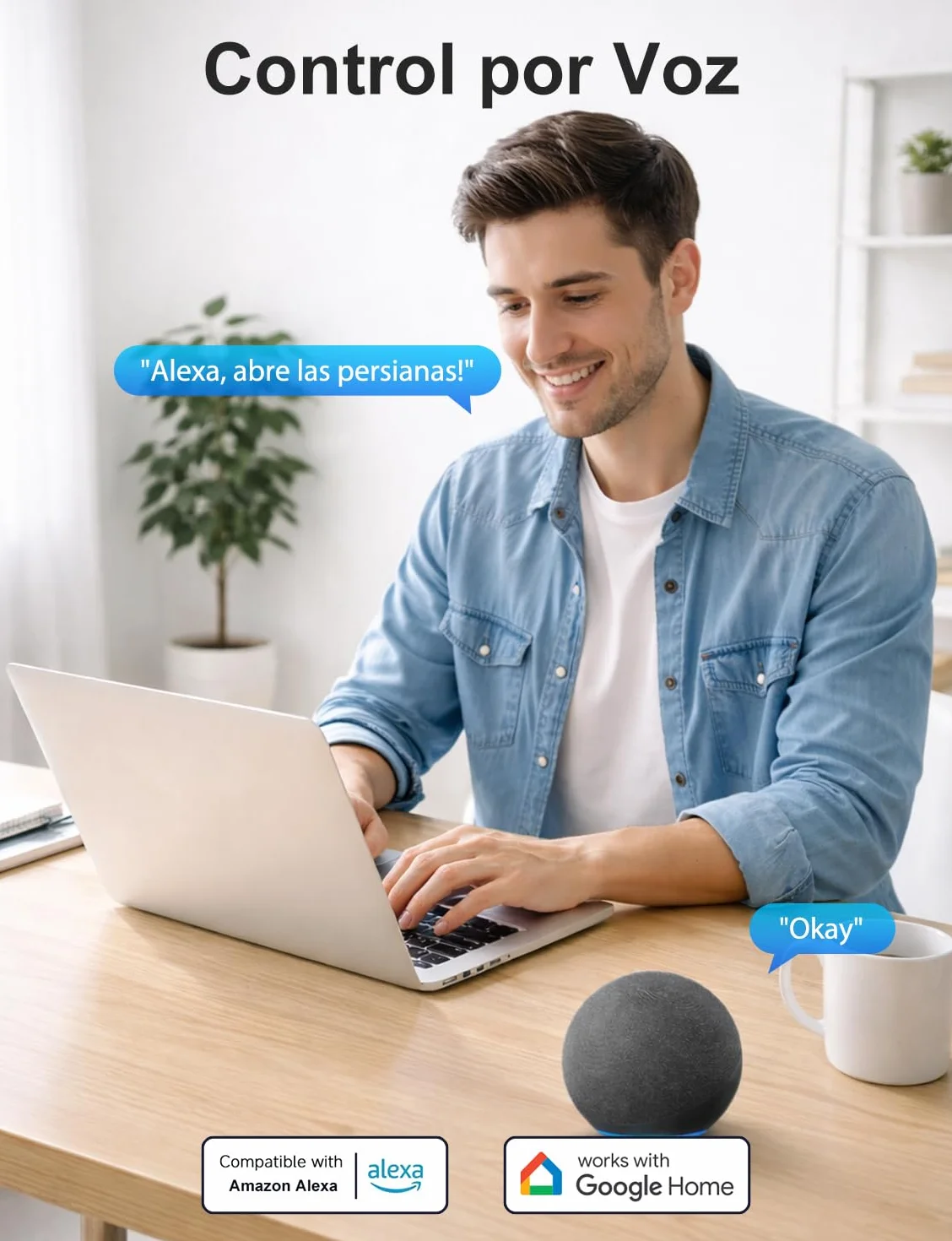 【LED Controlable】Wifi Interruptor Persiana, Etersky Interruptor Táctil Inteligente WiFi Controlable de APP y Voz, Compatible con Alexa/Google Home con Temprizador para Motor Persiana Tubular