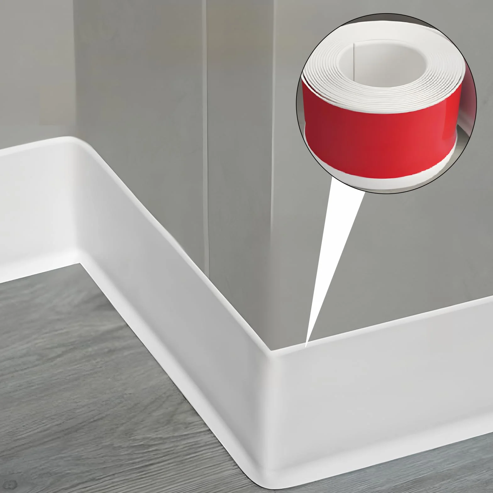 Zócalo Blando Blanco Autoadhesivo, 4/6M Rodapie PVC Adhesivo Zocalo Cocina Rodapies Autoadhesivo Rodapié Plegable Cinta Para Cocina Baño (negro, 6m)