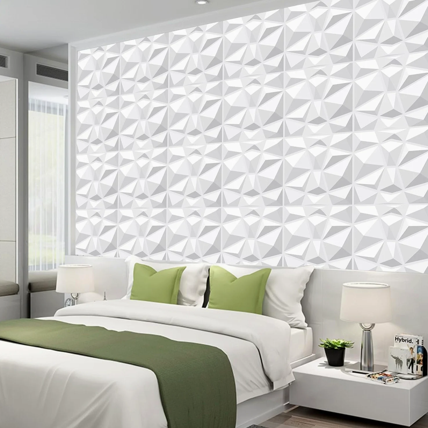 20 Piezas Papel Pintado Autoadhesivo Pared 30 × 30 cm, Vinilos de Pared Decorativos, Revestimiento de Paredes PVC, Ladrillos 3D Adhesivo Pared, Adesivos Papel de Paredes Decoración (Blanco)