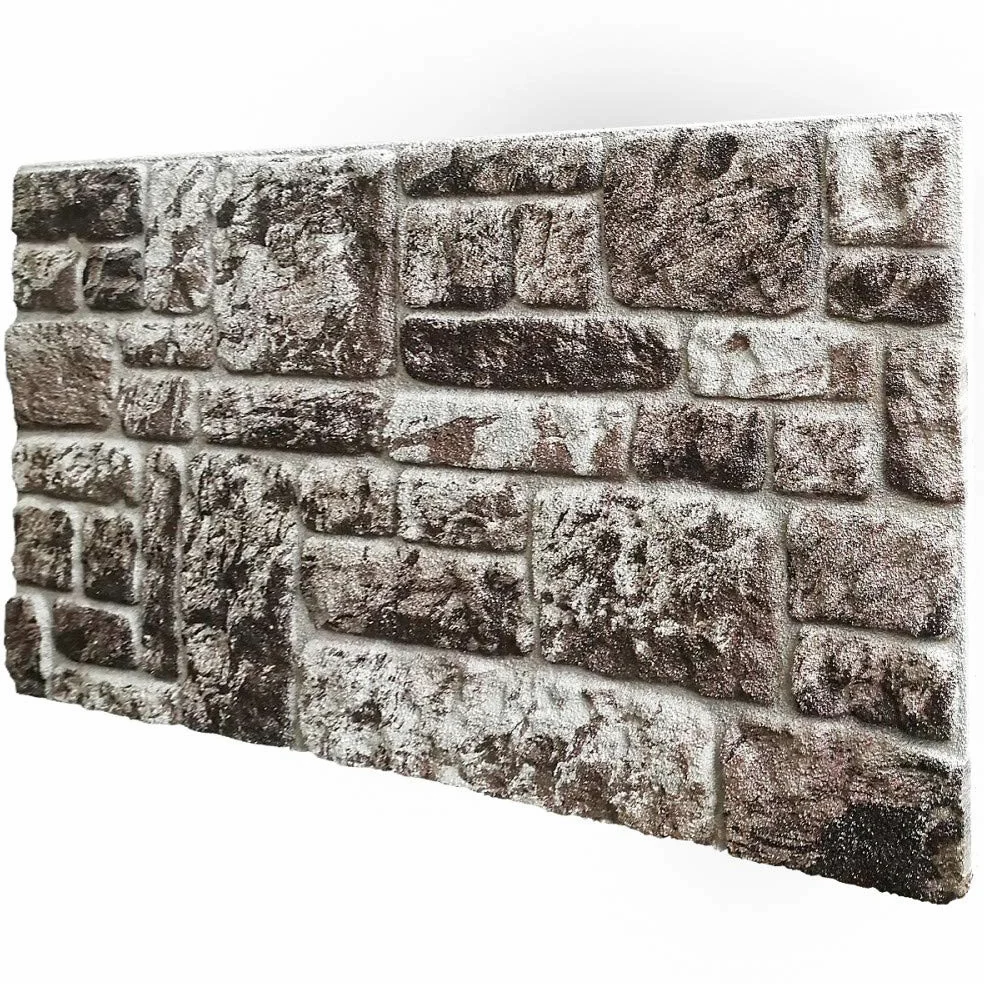 Pannelli Piedra sintética reconstruida en poliestireno resinado. Medidas 100 cm x 50 cm de grosor. 2 cm aislantes térmicos para interiores y exteriores, modelo Ontario