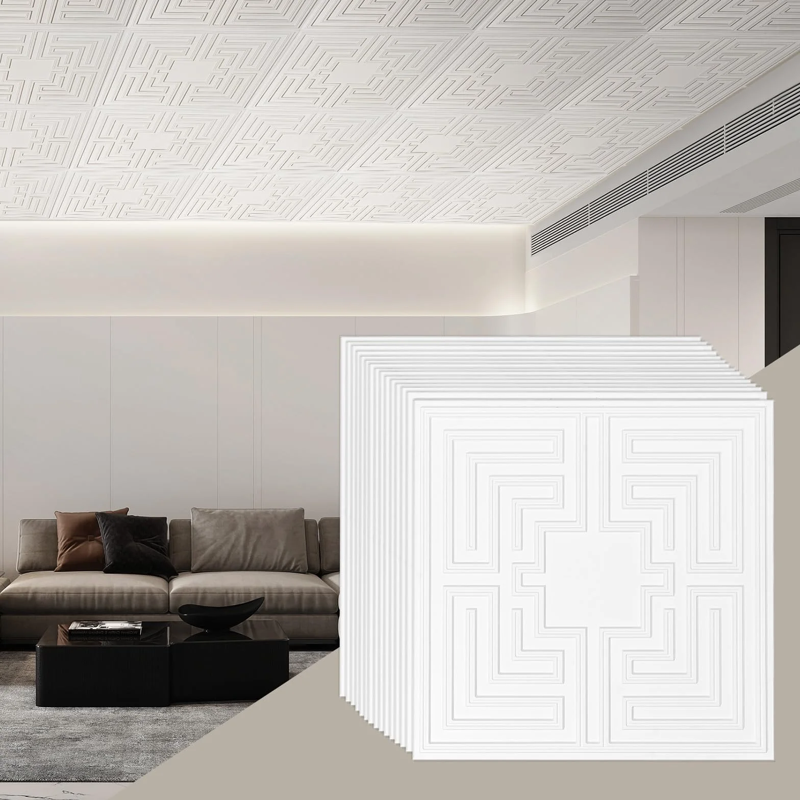 VEVOR Paneles para Techo Suspendidos PVC 605x605 mm Paquete 12 Blanco