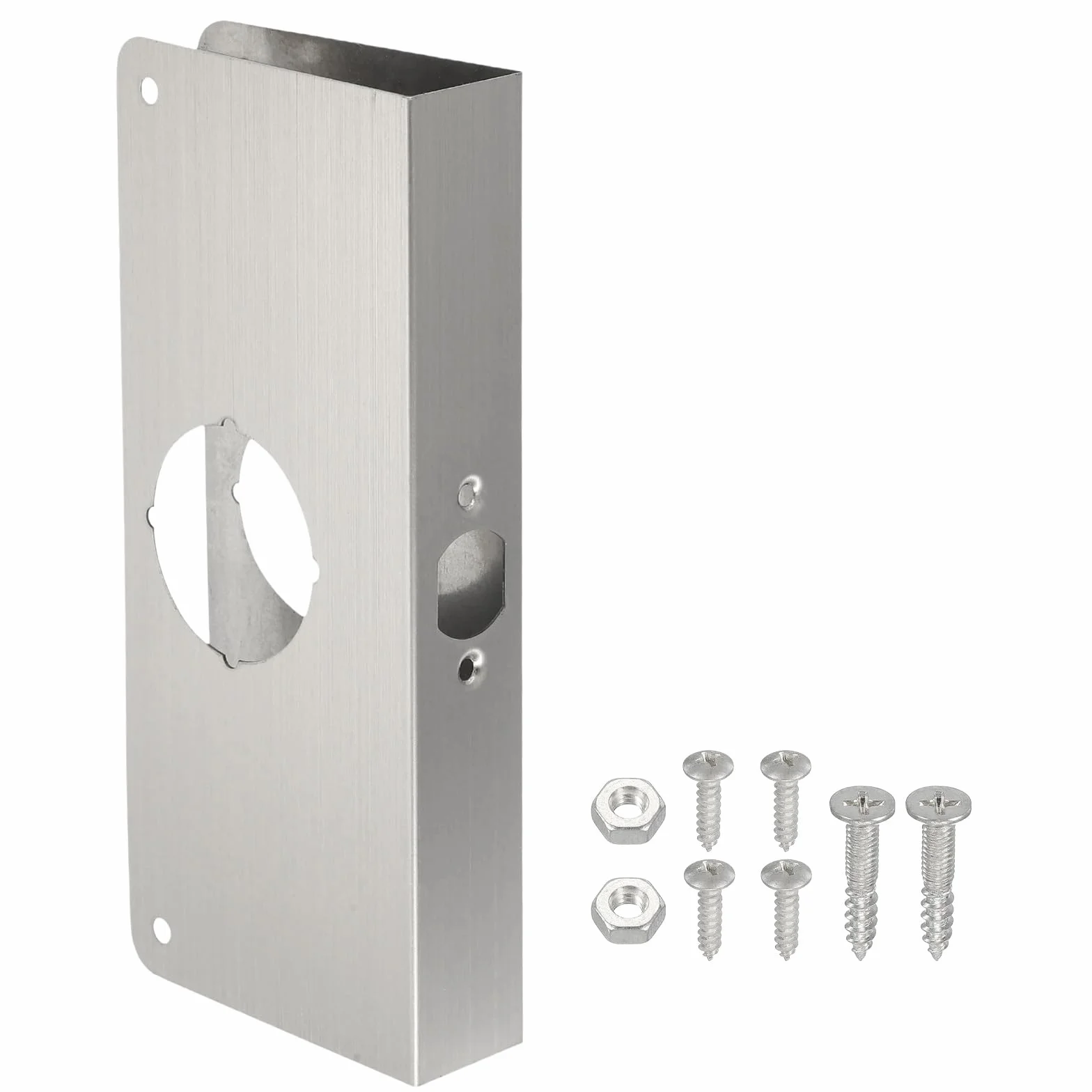 PATIKIL Placa De Refuerzo Para Puertas, 1 Juego De Refuerzo Y Reparación Para Puertas De 1-3/8" De Grosor, Tamaño De Pomos De Puerta De 9", Cerradura, Perno, Placa De Cubierta, Plateado