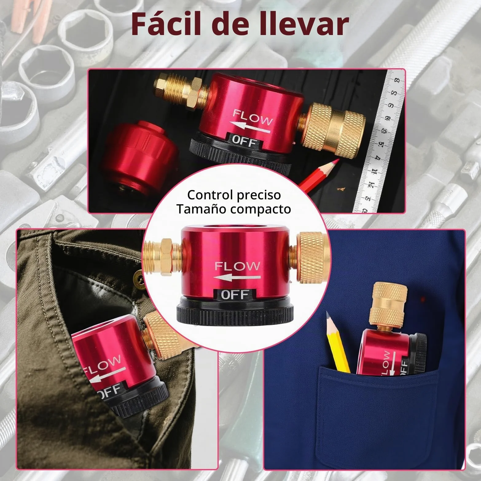 Herramienta Purga Nitrógeno Latón para HVAC, Adaptador Regulador Flujo Soldadura Nitrógeno 3 Modos con Conexión Aflare 1/4" Equipo Esencial para Soldadura y Mantenimiento HVAC