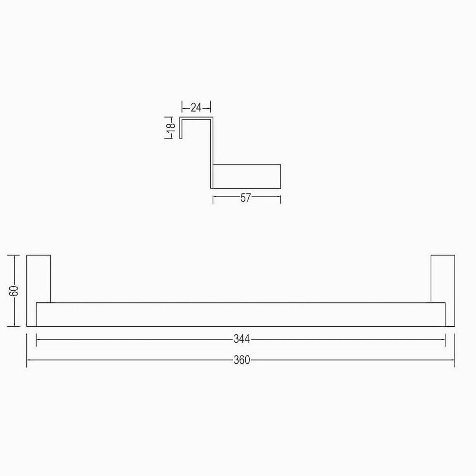 Kibath 438423 Toallero de Acero Inoxidable. Sin taladros para Mueble de baño. Acabado en Negro Mate. Largo 36cm. Colocación sin Necesidad de Herramientas, 36 cm