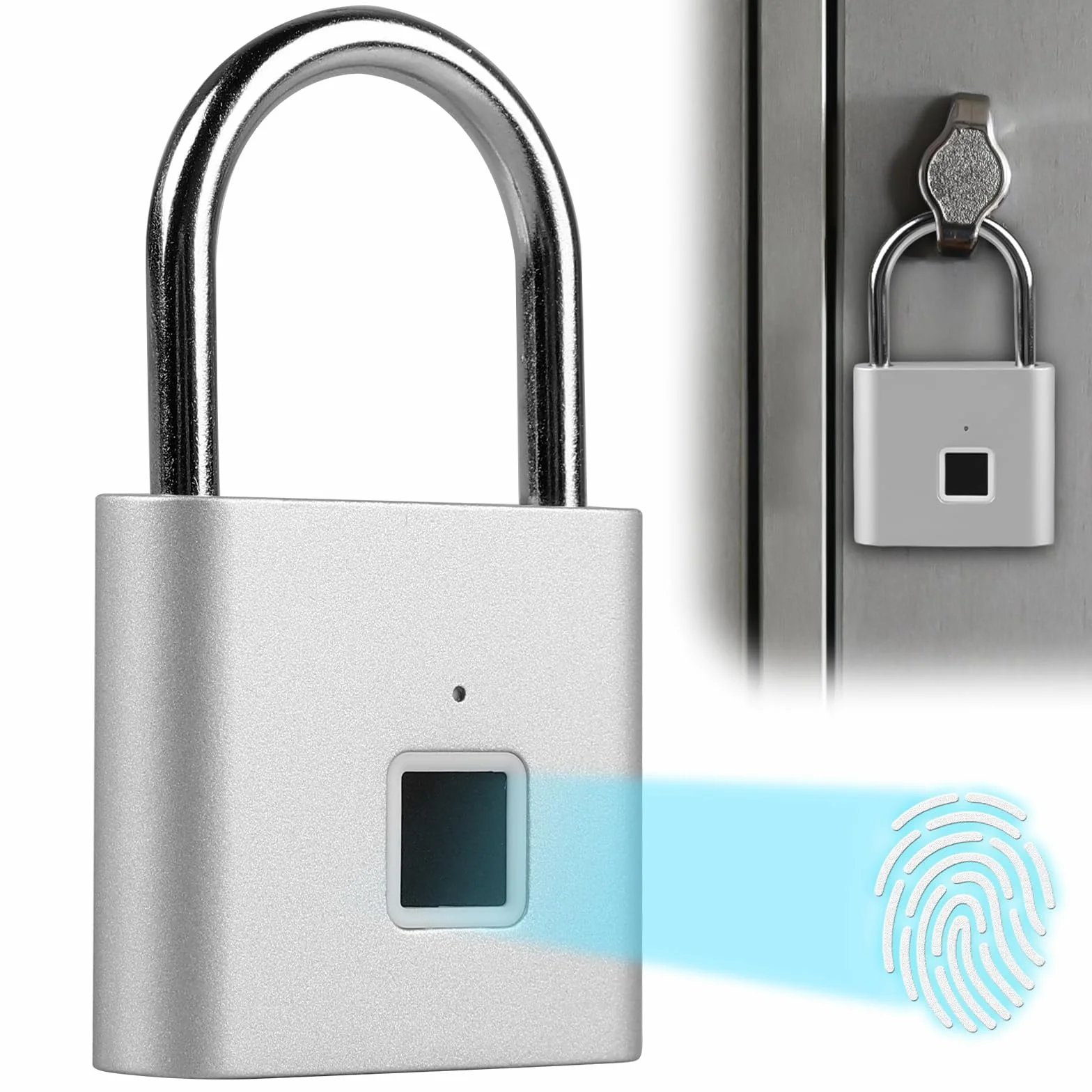 Candado de huellas dactilares con huella dactilar, resistente a la intemperie, bloqueo de huella digital de carga USB, candado con huella dactilar para gimnasio, equipaje, almacenes, taquilla