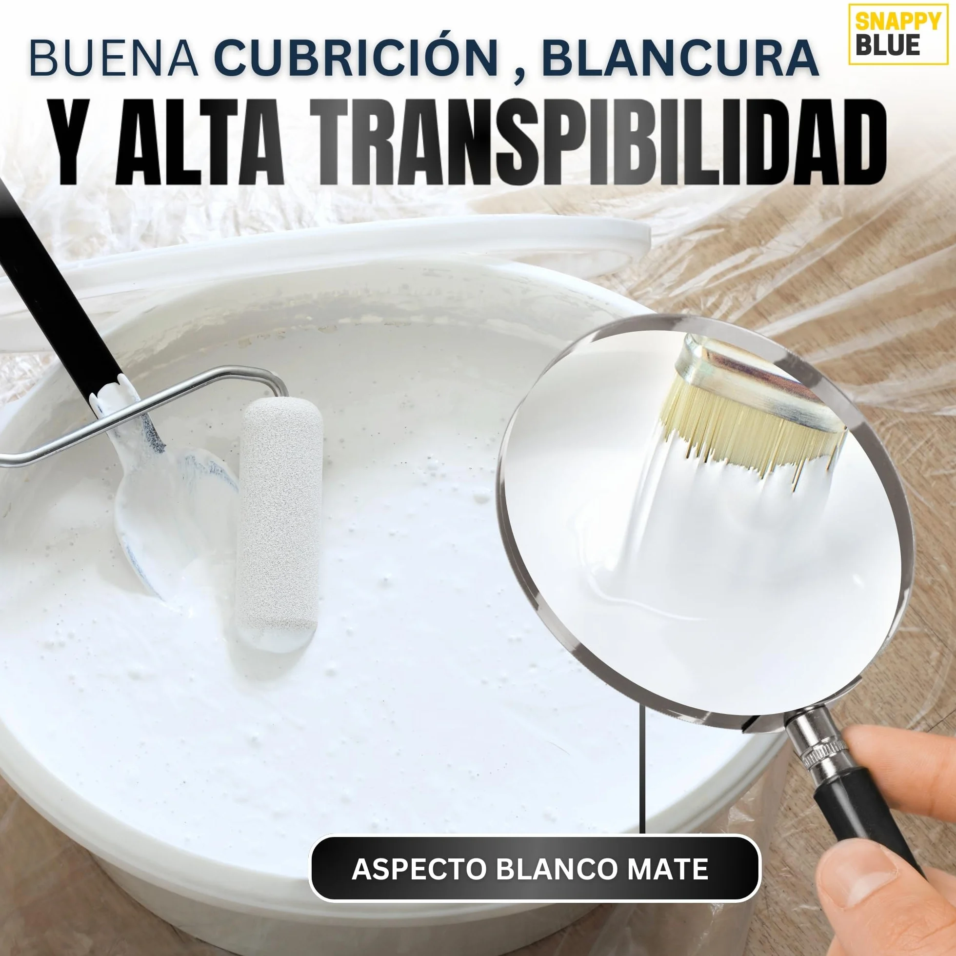 [4L] Pintura Blanca Interior Lavable de aspecto Mate, Pintura Plastica Blanca Interior para Múltiples Superficies con Alta Transpirabilidad, Pintura Pared (4L)