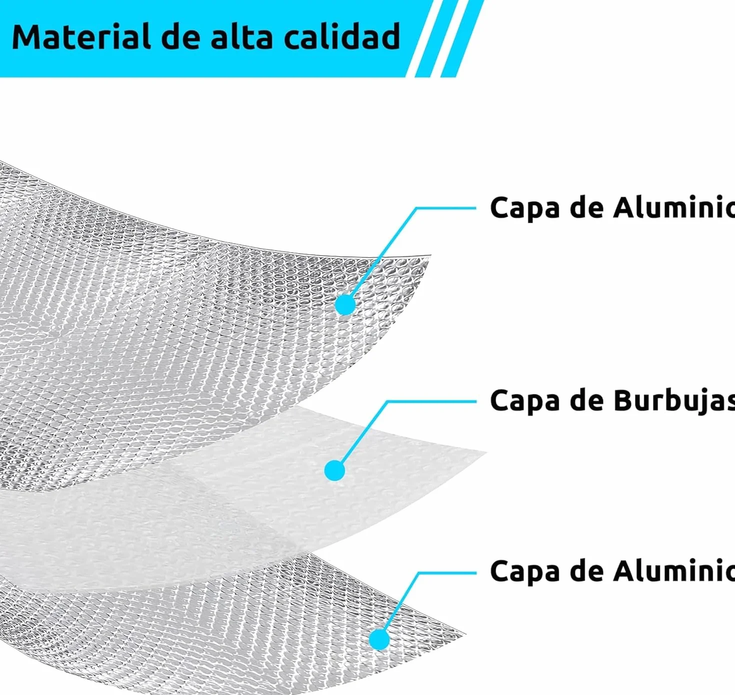 AISLANTE TERMICO MULTIUSOS PREMIUM | Reduce el Frio y el Calor |100% ALUMINIO|Aislante Termico para Ventana, Pared, Suelo, Techo, Coche, Garaje [ 0.6 X 5m ] (3m²) + 2 cintas adhesivas