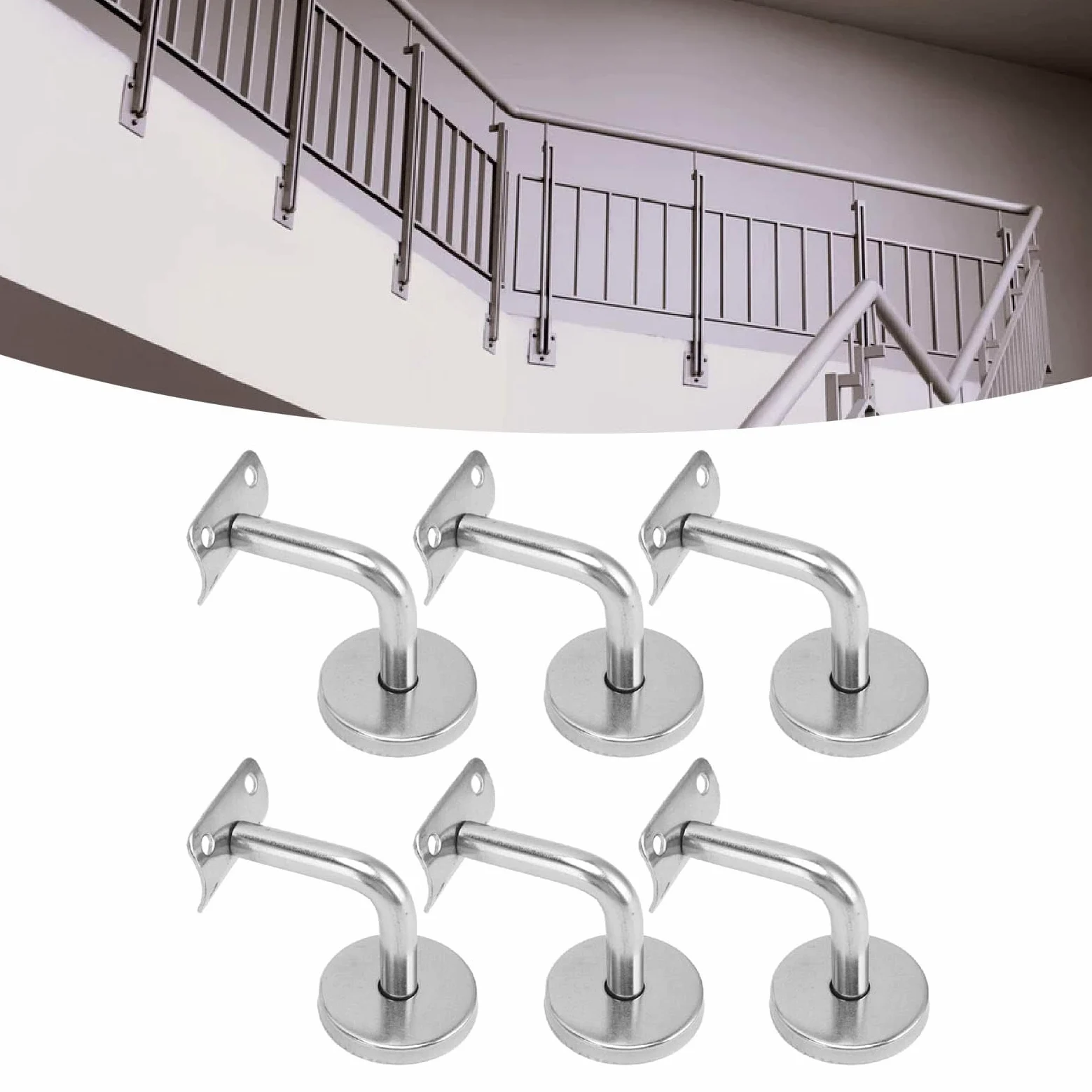 6 Piezas Soportes De Barandilla De Mano Para Escaleras, Soportes Barandilla Acero Inoxidable Montados En La Pared Soporte Barandilla Escalera Soporte Barandilla Doméstica Para Escalera, Escalera