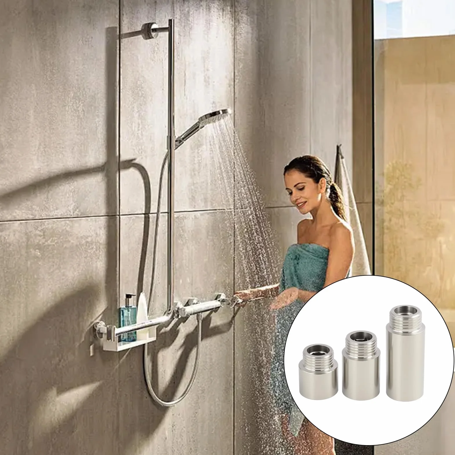 6 Piezas Extensiones de Grifo de 1/2 Pulgada, Racor de Prolongación de Acero Inoxidable, Adaptador de Grifo 1/2, Conector de Aireador de Grifo para Ducha y Tuberías de Agua