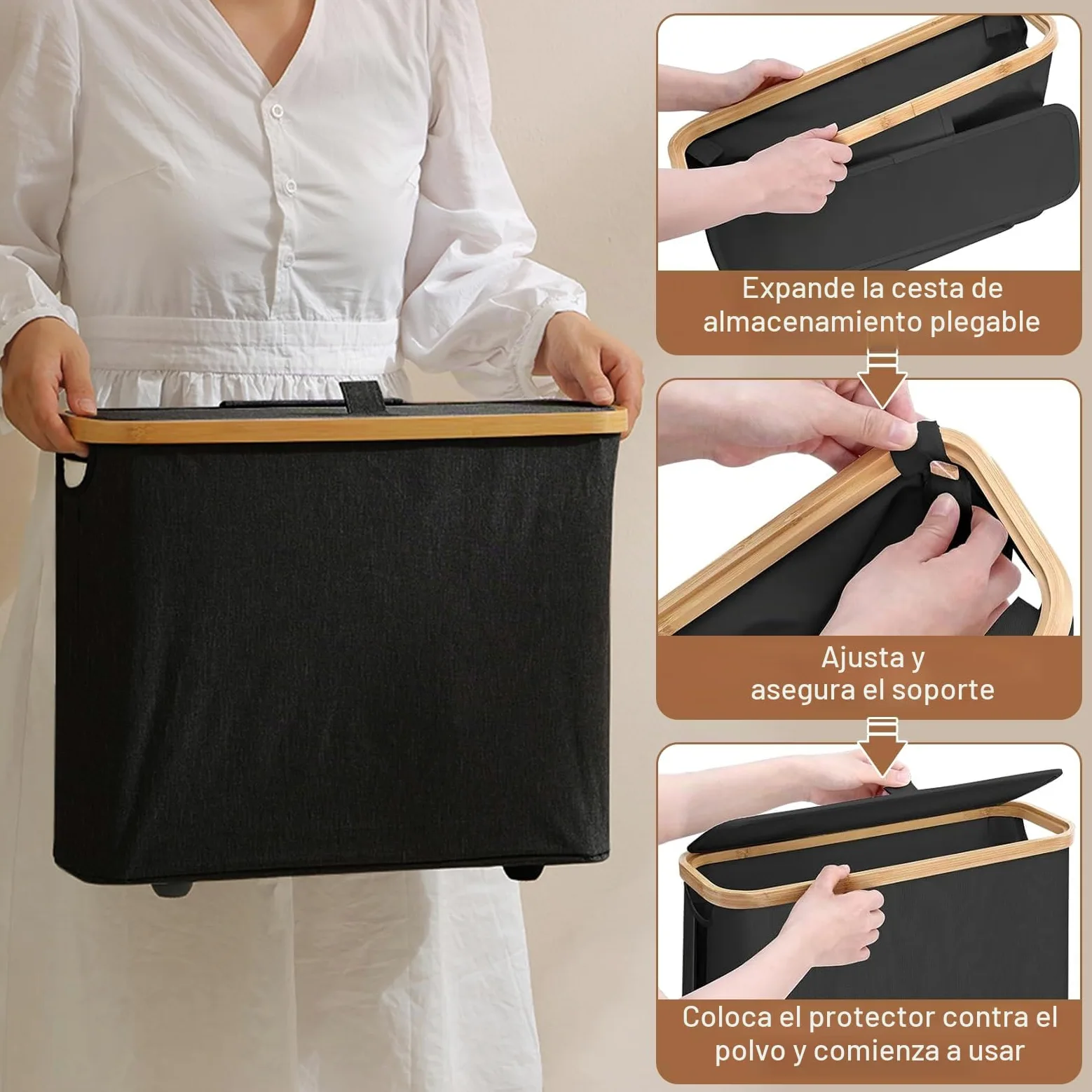 28L Cesta de Almacenamiento de Papel Higiénico de 9~12 Rollos, Organizador de Baño Plegable Impermeable, Almacenaje Papel Higienico para Baño con Tapa para Baño y Hogar (Negro)
