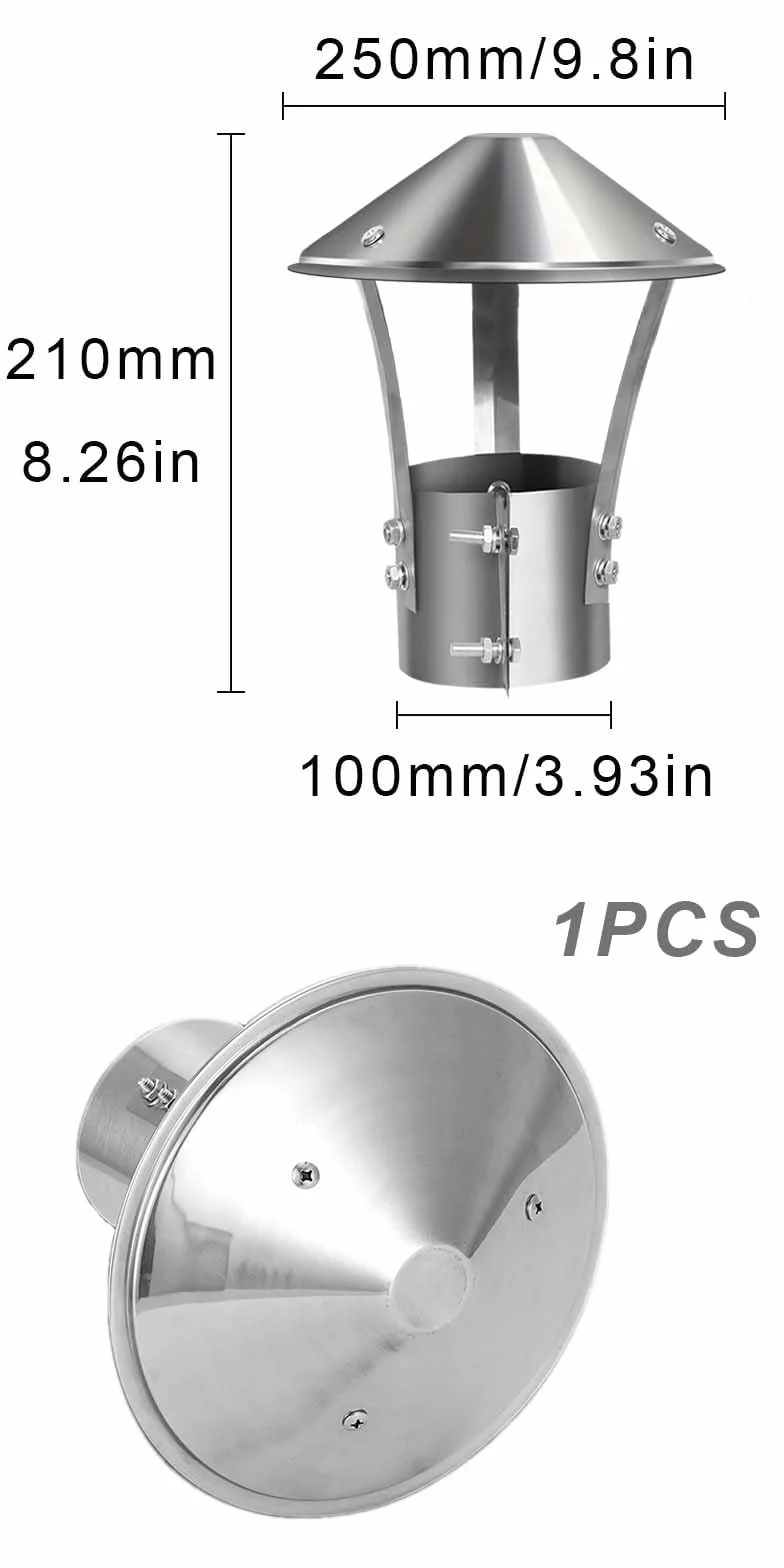 Cubierta de chimenea, 75 mm Tapa de lluvia de acero inoxidable, Cubierta para la lluvia de acero inoxidable, Cubierta para chimenea de acero inoxidable, conducto de escape, ventilación del techo
