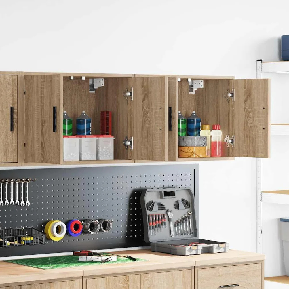 Armarios de pared 2 uds para garaje madera de ingeniería