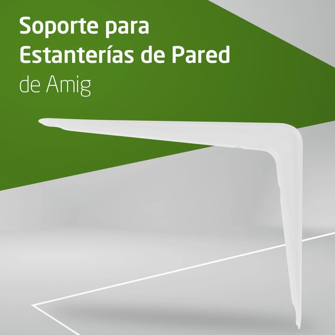 Amig - Pack Soportes para Estantería de Pared - 20 piezas - Escuadras en Acero - 250X200 mm - Color Blanco - Ángulo para Estantes - Soporte para Baldas - Fácil instalación