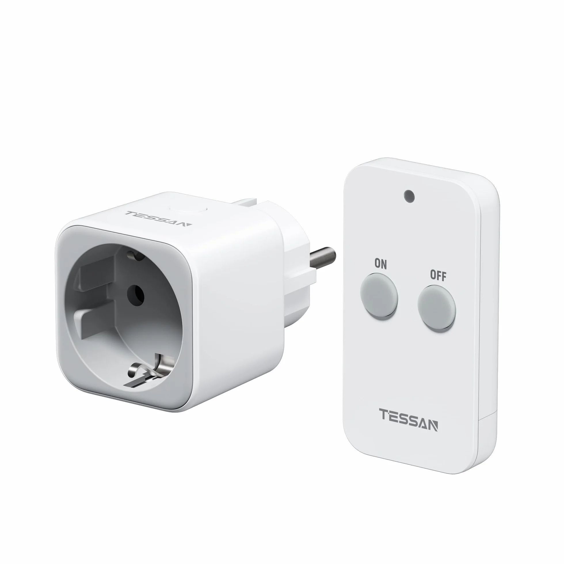TESSAN Kit de Enchufes Inalámbricos, Enchufe con Mando a Distancia, Rango de Operación 30,5M para Adornos Navideños, Electrodomésticos y Lámparas, 2300 W, Blanco