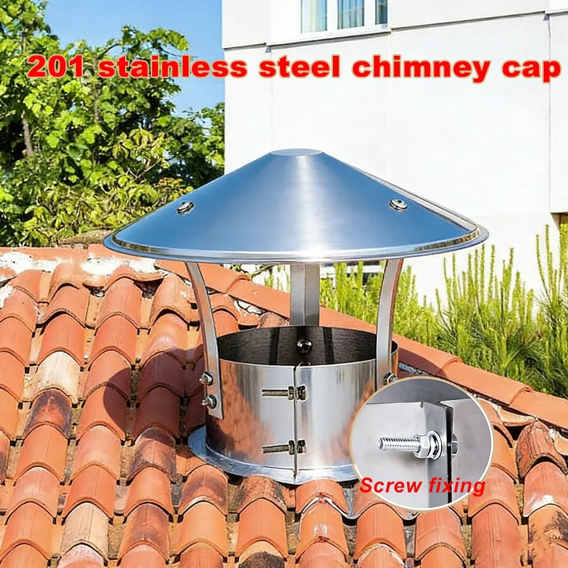Sombrero Chimenea de Acero Inoxidable 201 Tapa de Ventilación 14 15 16 17 18cm, Sombrerete de Chimenea a Prueba de Lluvia, Puede Soportar Condiciones Climáticas Difíciles(16cm)