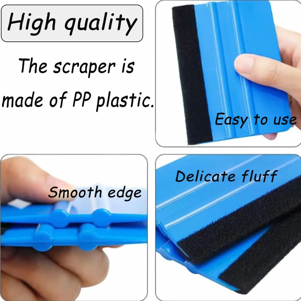 2 Piezas Espátula Para Vinilo Adhesivo - Espátula Vinilo Squeegee Negro del Borde del Fieltro para Alisar la Envoltura de Vinilo del Coche película de Tinte para Ventanas Azul Rojo 10 x 7 cm