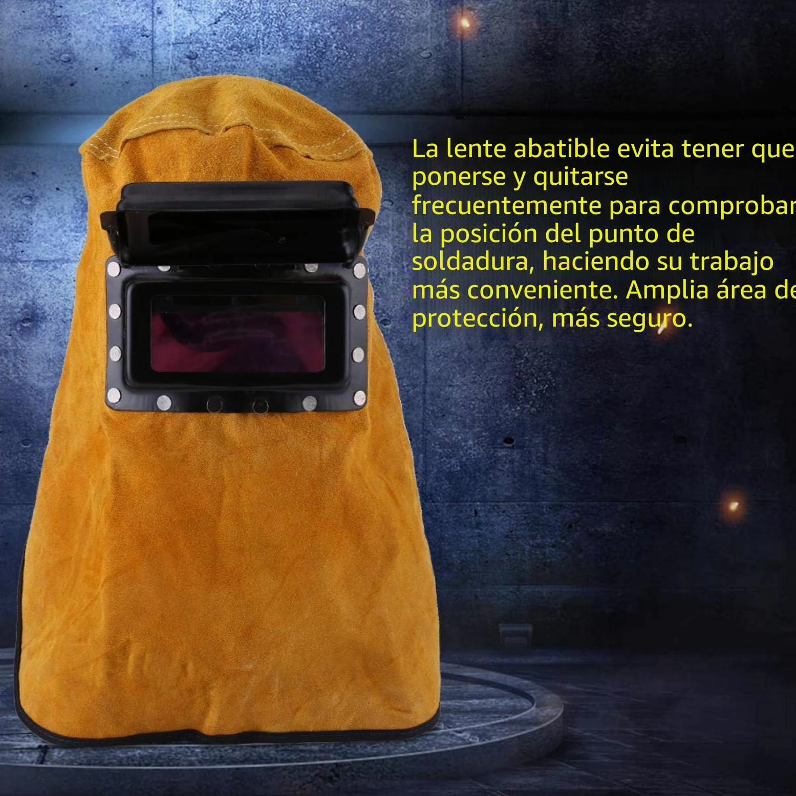 Casco de Soldadura Eujgoov Casco de Soldadura Oscurecedor con Lente Máscara Protectora de Soldadura de Cuero para Trabajadores de Soldadura