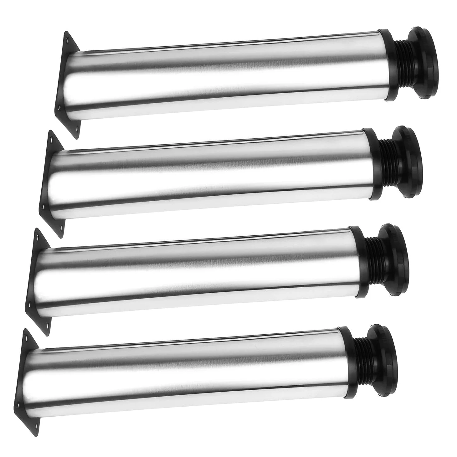 Qrity 4 Piezas Patas para Muebles Altura Regulables, Total: 500-520mm Armario de Cocina Pies Redondo, Metal Cromado, para Sofas, Mesa, Cama