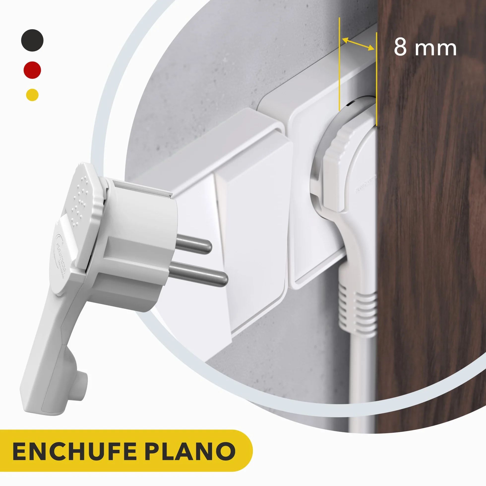 Enchufe Macho Plano Acodado CEE 7/7 250V 16A 4 Piezas Blanco