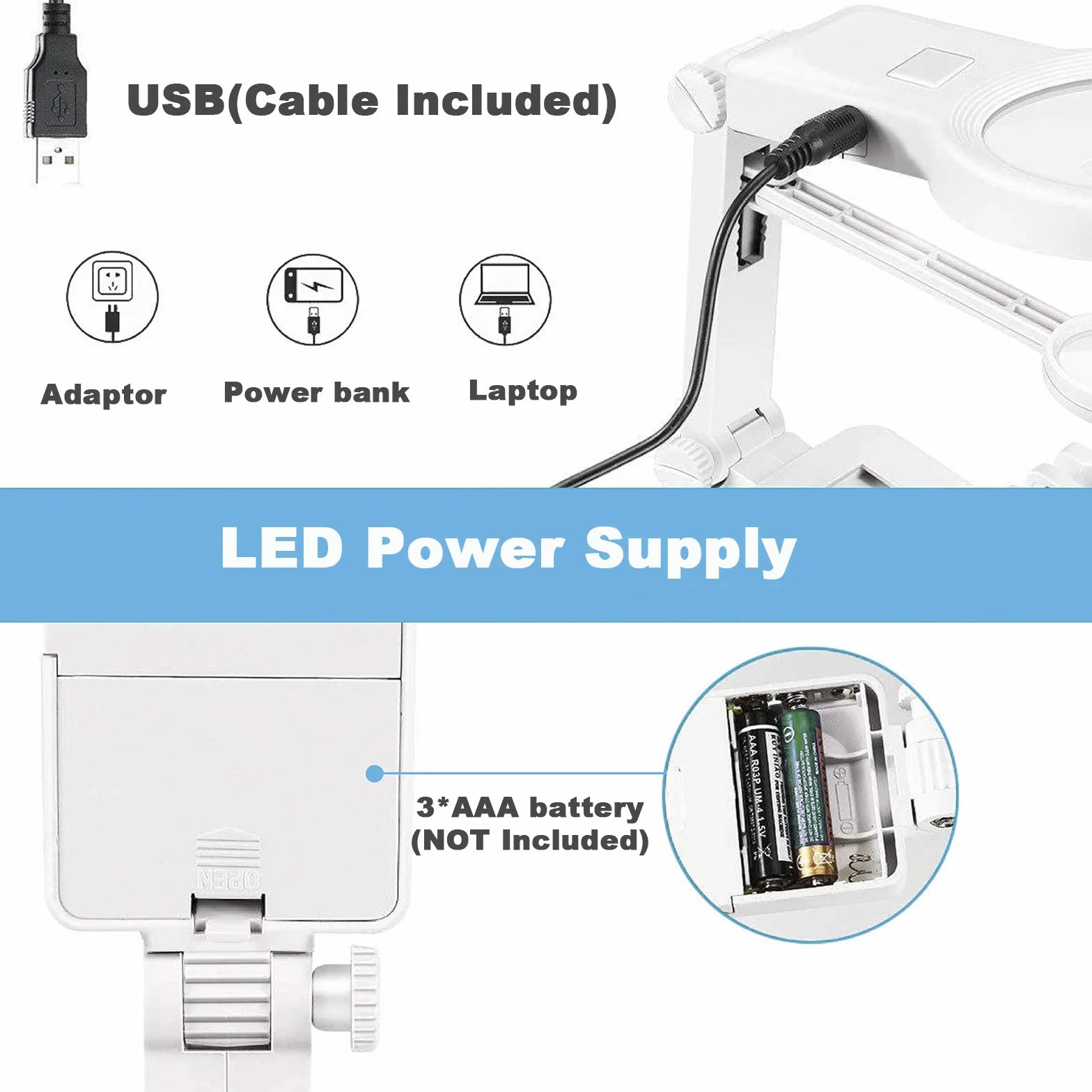 GuDoQi Lupa de Soldadura Multifuncional 3X 4.5X 25X USB Lupa de Escritorio Iluminada con Brazadera y Pinzas de Cocodrilo Soldadura, Ensamblaje, Reparación, Modelado, Manualidades