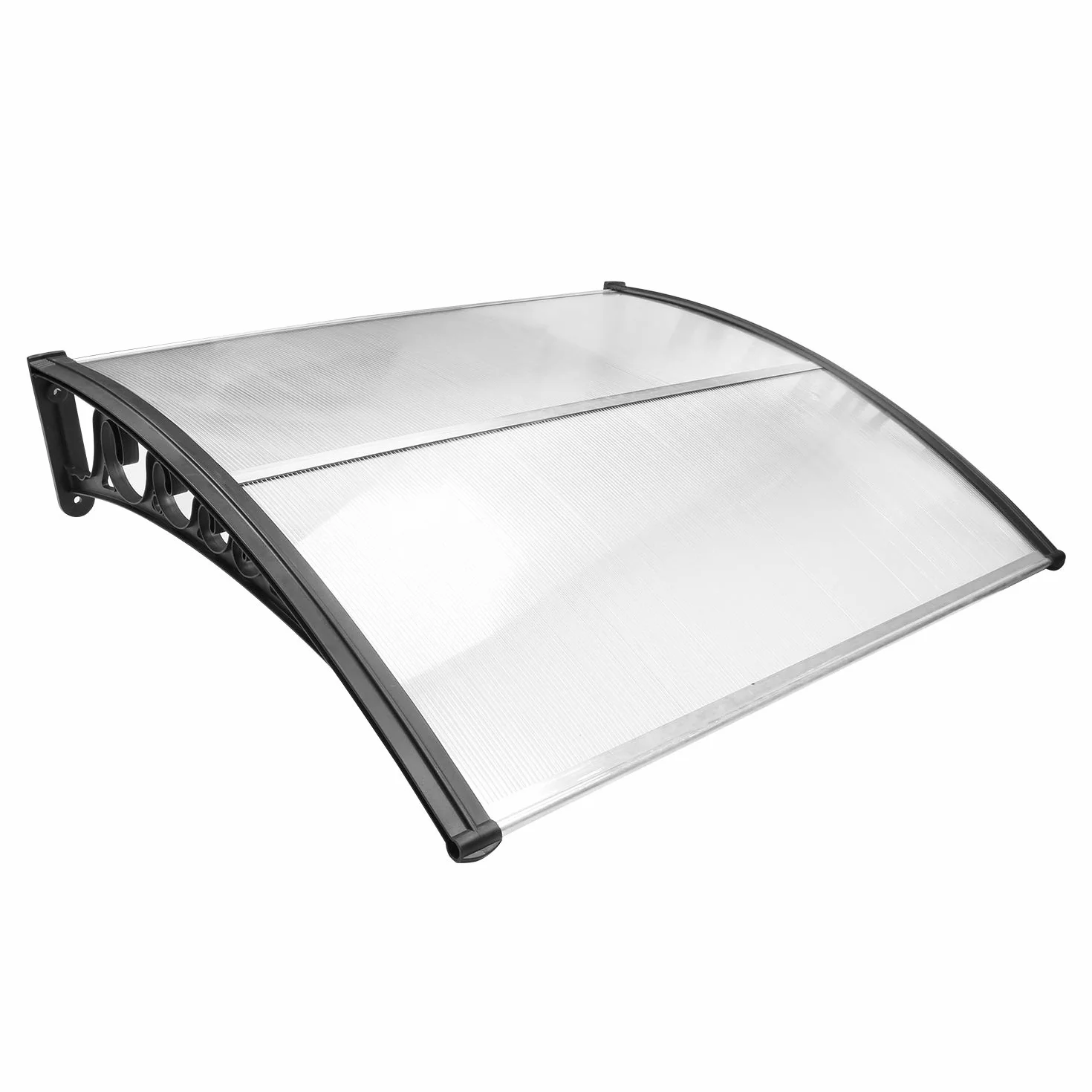 Sonnewelt Marquesina Puerta Entrada 100x120 cm Techo Policarbonato Hueco 5 mm Estructura ABS Arco Transparente Inclinado Protección Lluvia Sol