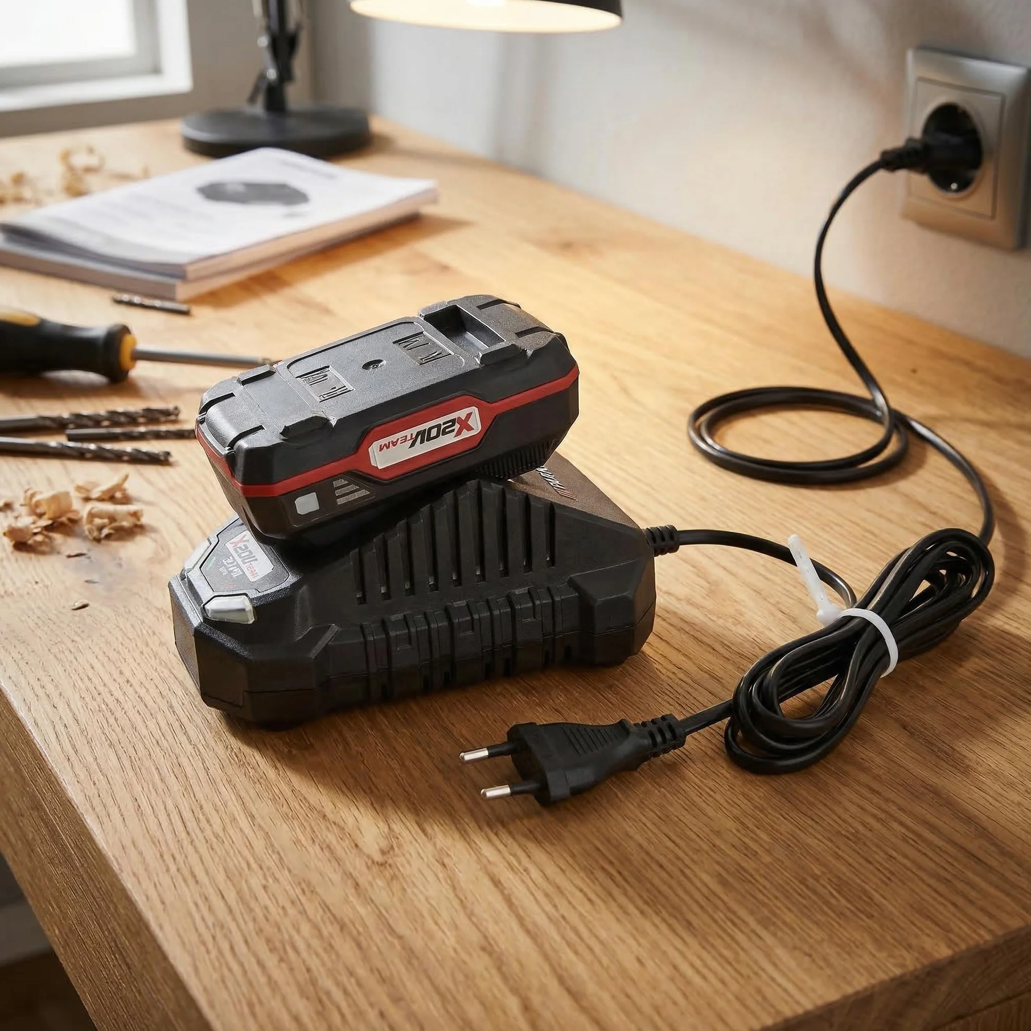 Parkside - Batería de Iones de Litio (20 V, 2 Ah (Pap 20 B1) y Cargador de 60 min (PLG 20 C1) 65 W - 2,4 A - Equilibrio de Celdas para Mayor duración y duración