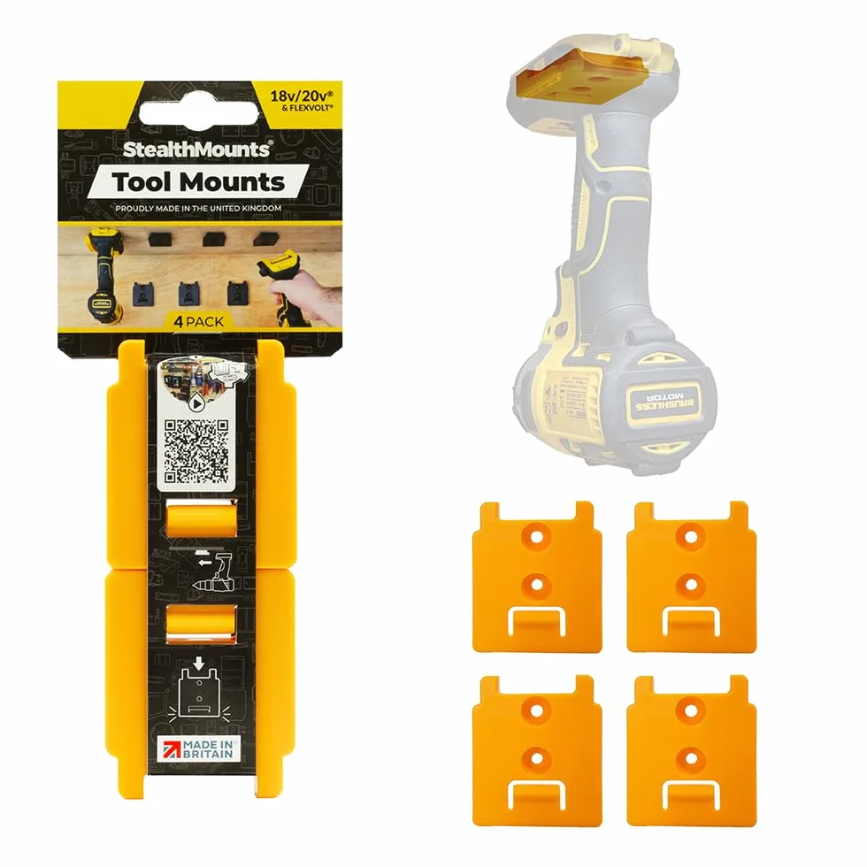 StealthMounts Portaherramientas compatibles con DeWalt MAX + XR + Flexvolt | Soportes de herramientas inalámbricos compatibles con herramientas eléctricas DeWalt de 18 V + 20 V + 54 V + 60 V | Paquete