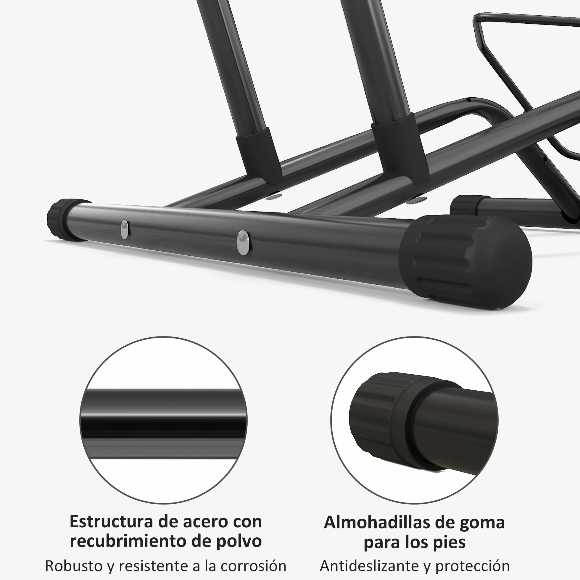 SPORTNOW Aparcamiento para Bicicletas Soporte de Acero 59x41x38 cm Negro