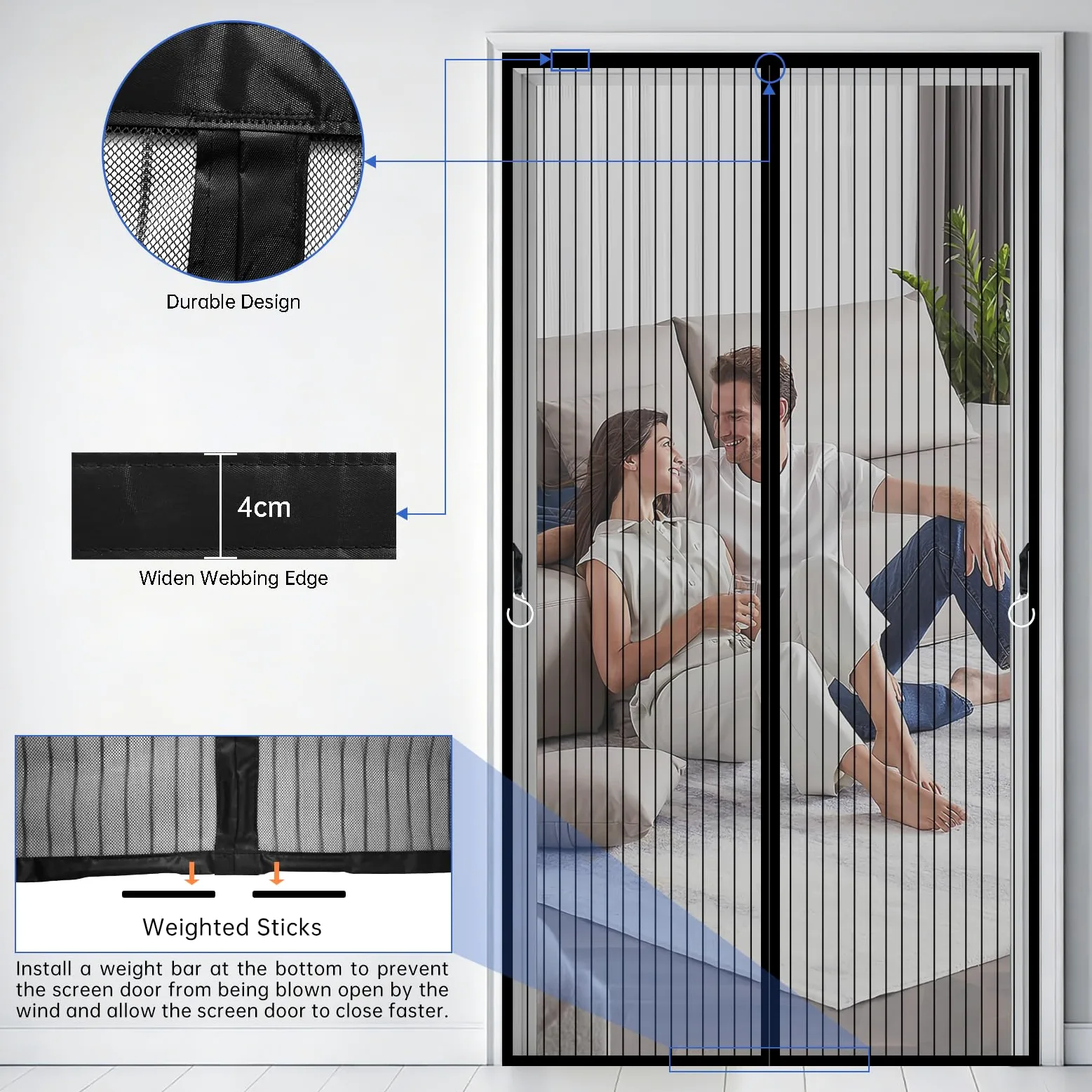 mosquitera puerta magnetica,70x200cm Puerta de Malla Corredera cortina para del Balcón Corredor Contrapuertas con Anti Mosquito Insecto Se Cierra Automáticamente-Negro