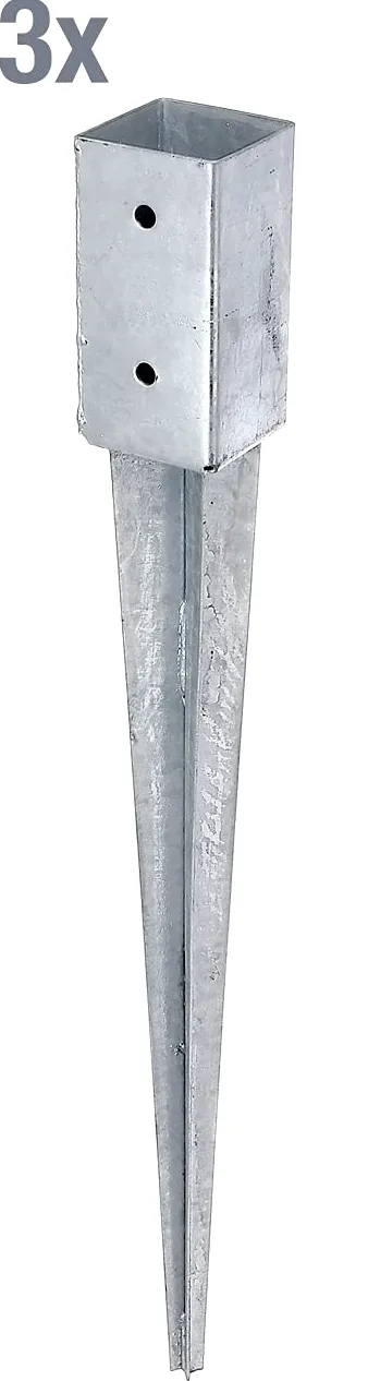 GAH-Alberts 211097 211271 - Soporte para postes de madera cuadrados, galvanizado en caliente, 71 x 71 mm/750 mm, 3 unidades