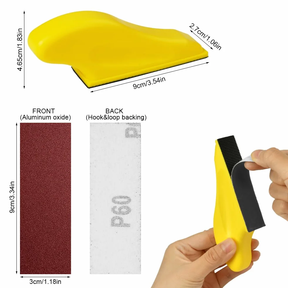URAQT Juego de Papel de Lija Húmedo y Seco, 130 Piezas Papel de Lija Grueso a Fino Grano de 40-1000, 1 Microlijadora Manual para Pulir Coches Metal Madera Muebles, 30 x 90mm
